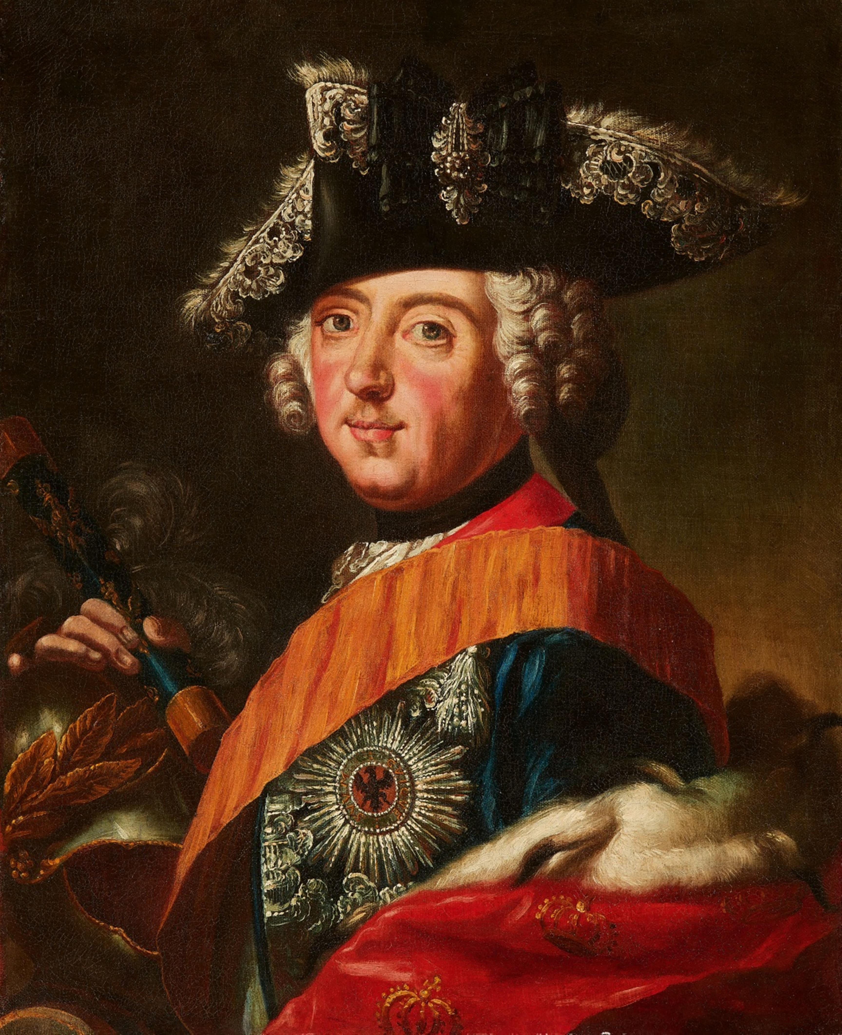 Unknown Artist circa 1750 - Portrait of Frederick the Great in a Tricorn - image-1