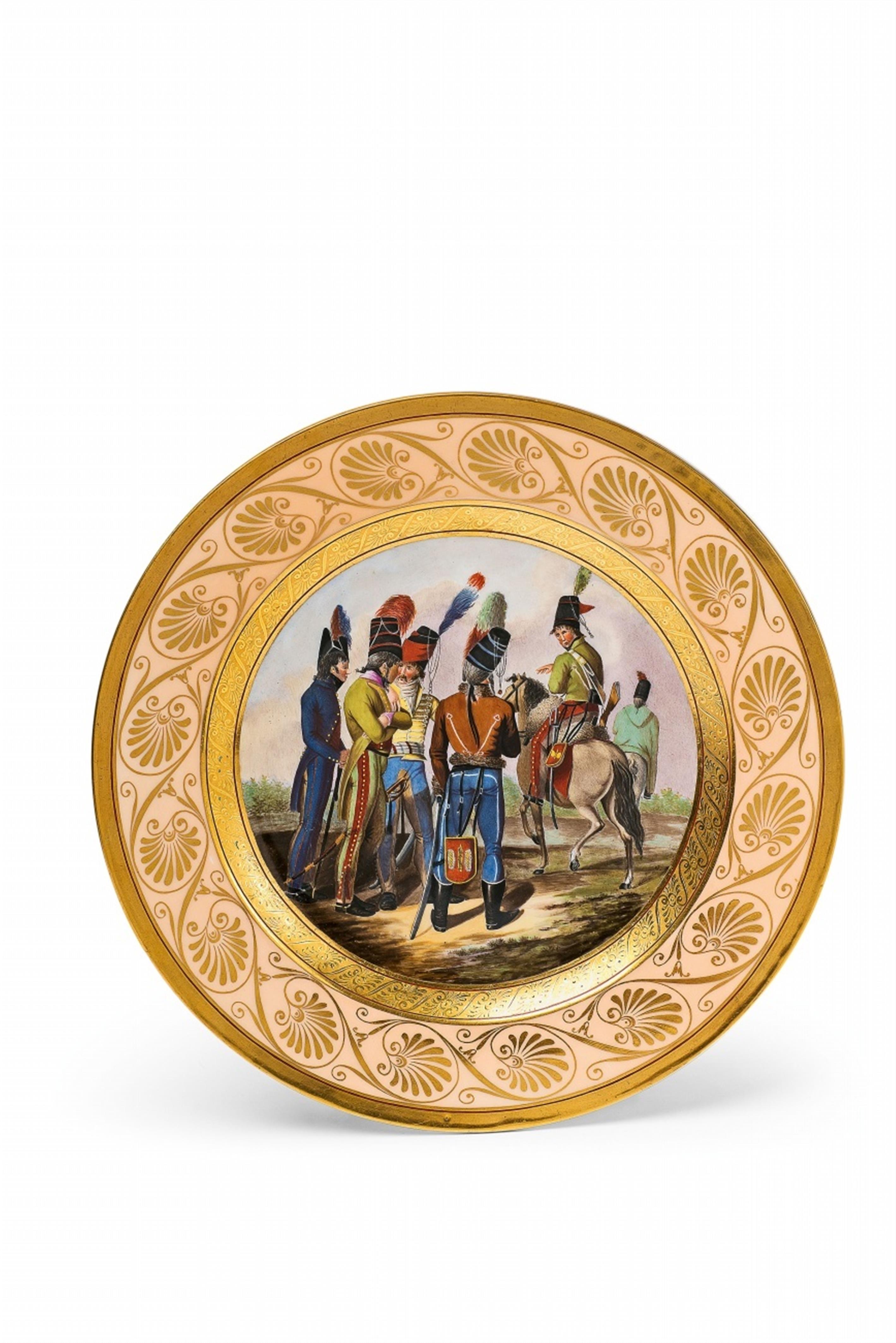 A Berlin KPM porcelain plate with French soldiers - image-1