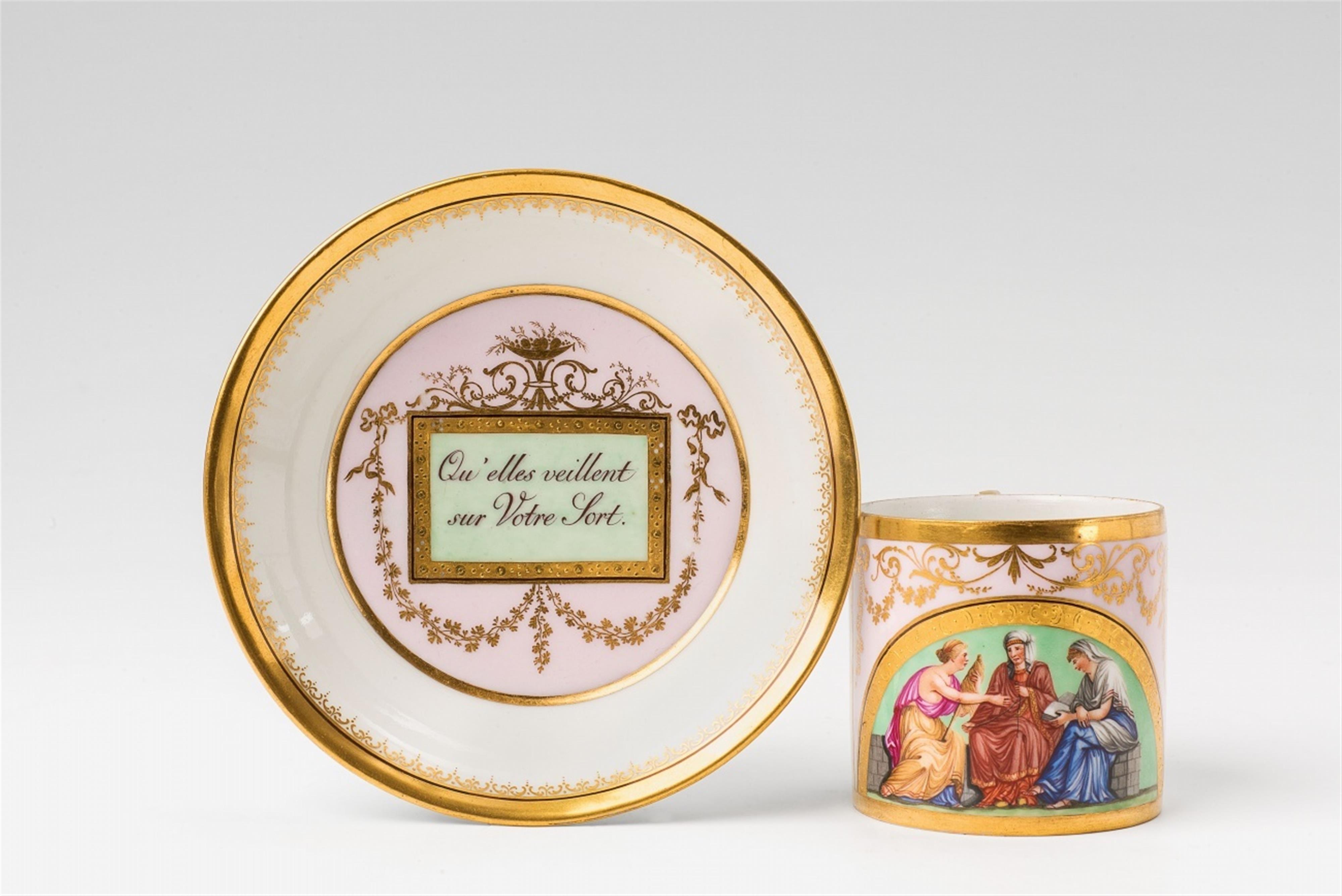 A Berlin KPM porcelain cup and saucer with the Three Fates - image-1