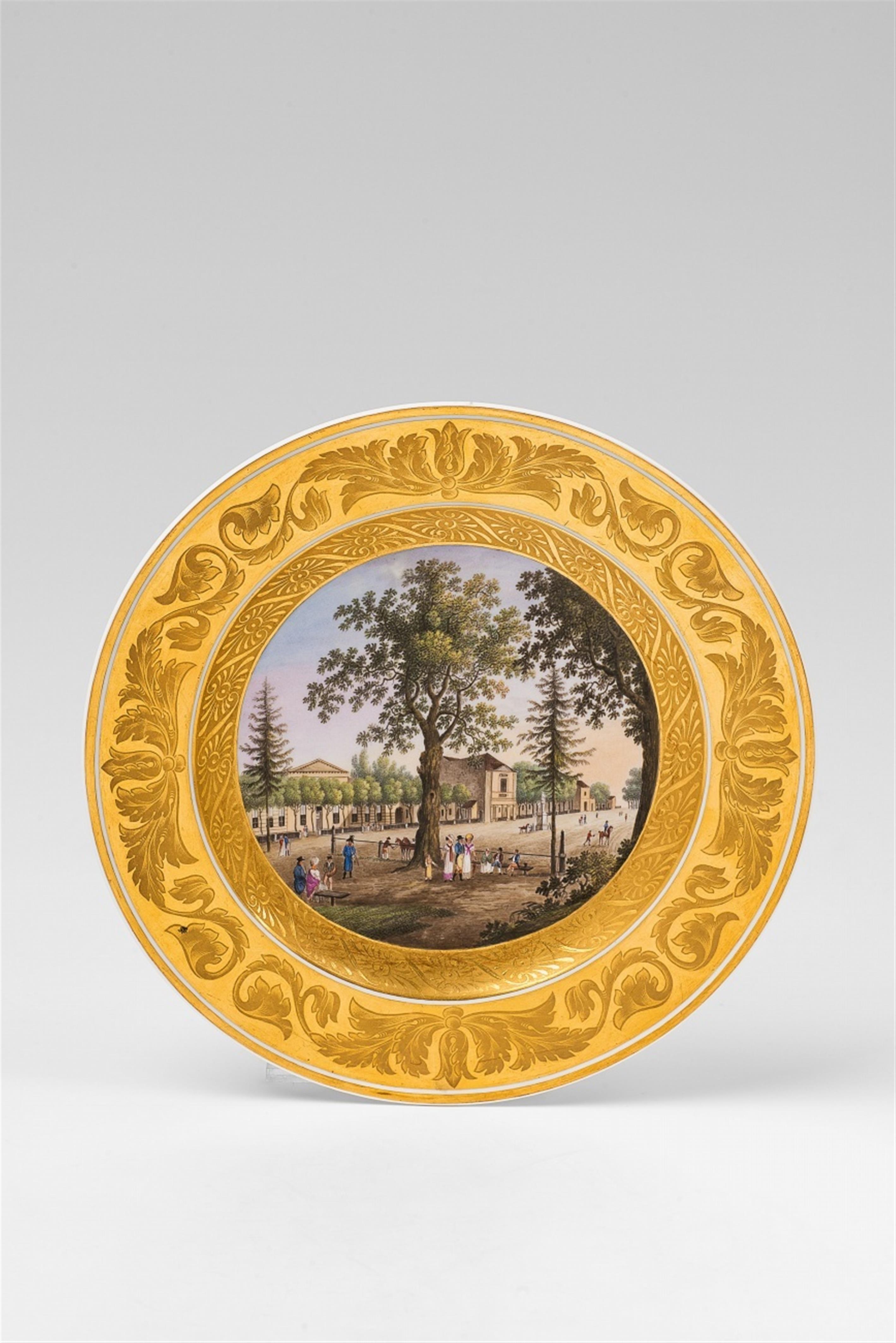 A Berlin KPM porcelain plate with a view of the "Zelte" near Berlin - image-1