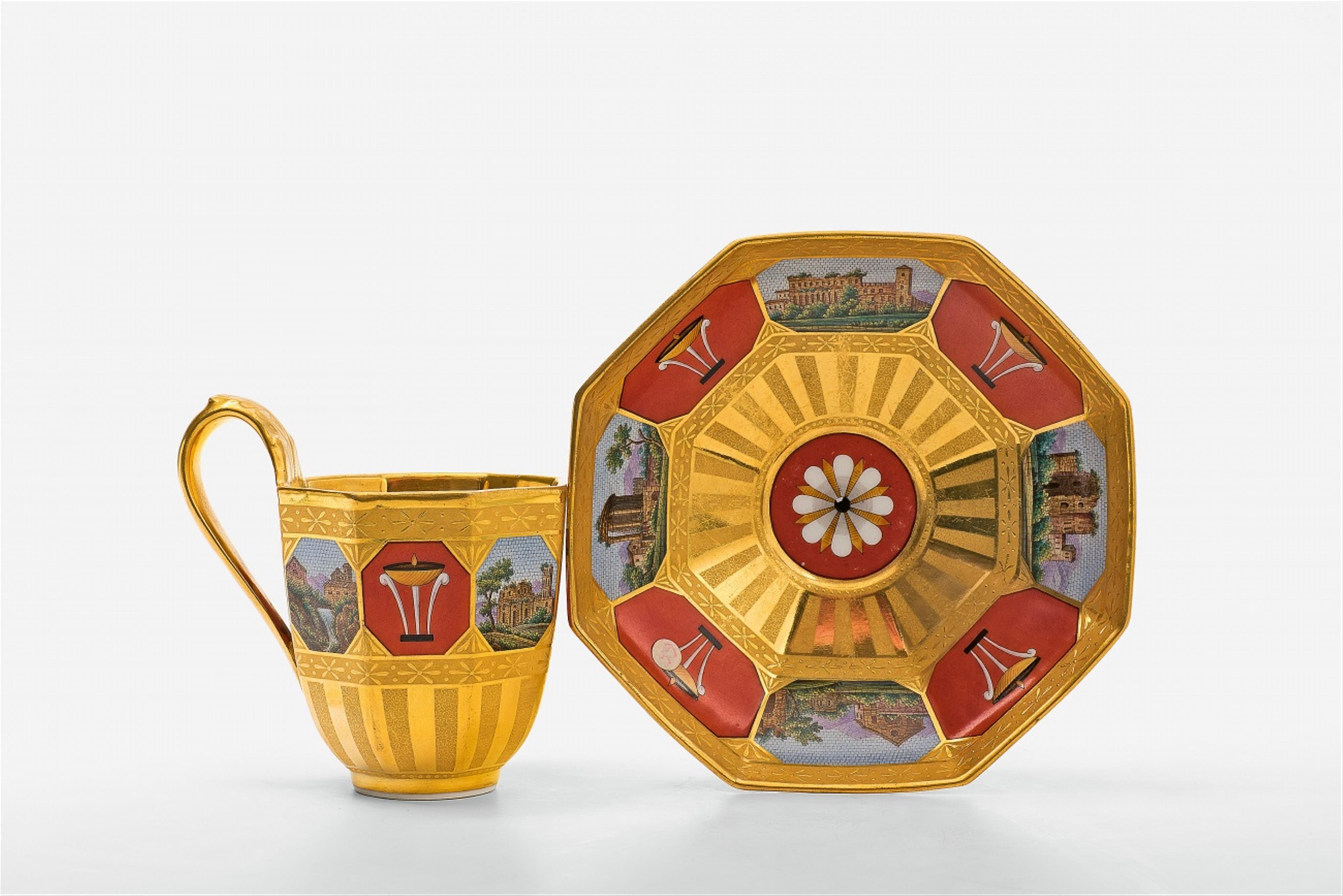 A Berlin KPM porcelain cup and saucer with micromosaic decor - image-3