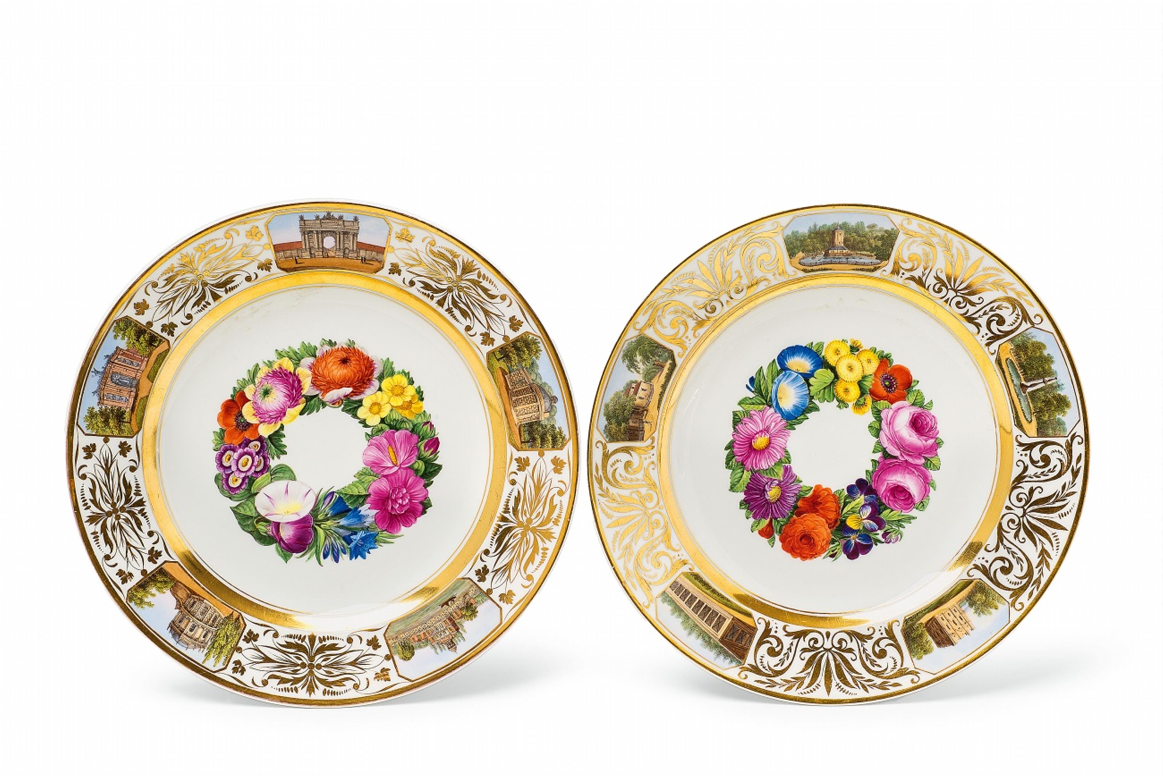 A pair of Berlin KPM porcelain plates with views of Potsdam - image-1