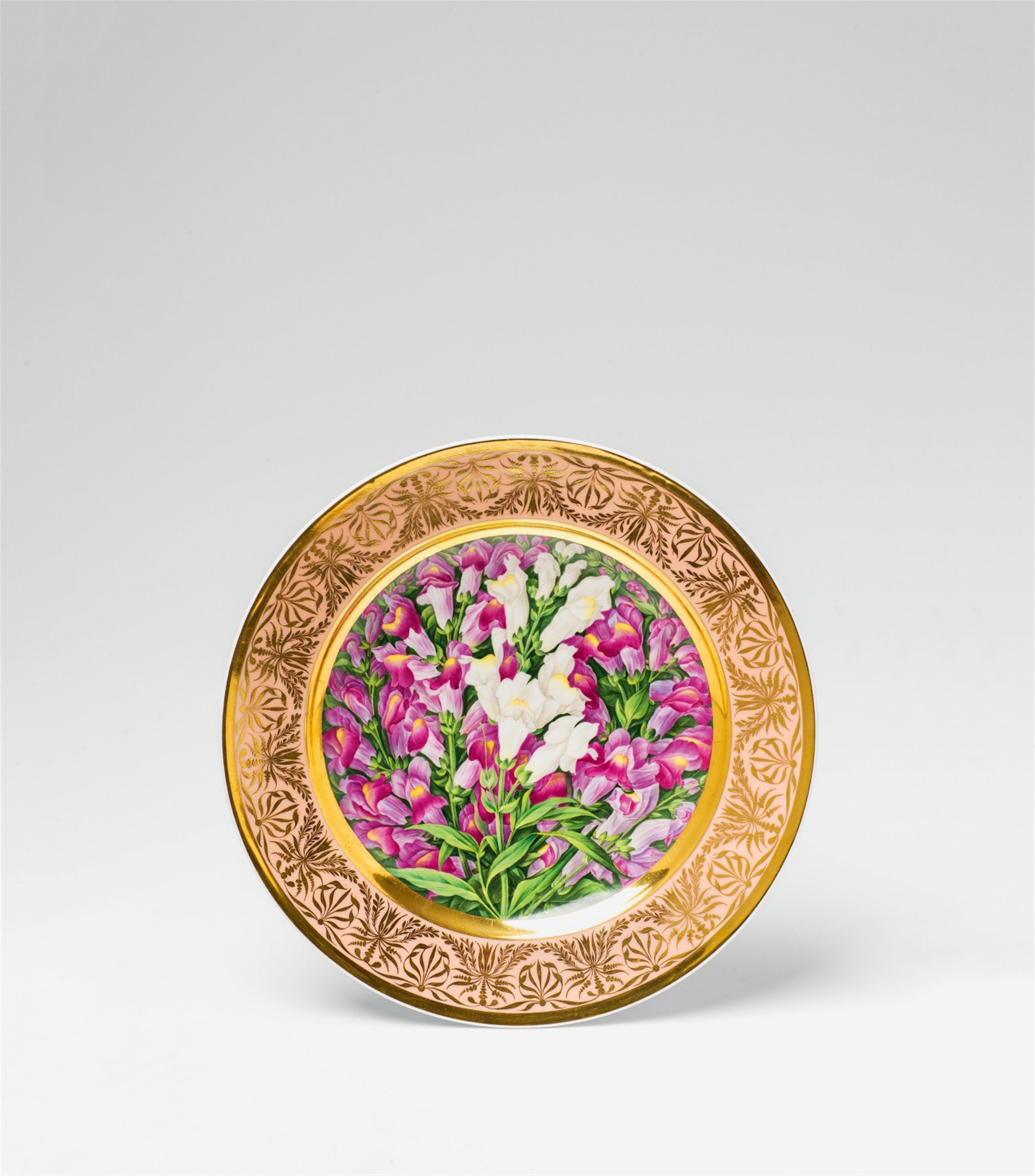 A Berlin KPM porcelain plate with snapdragon flowers - image-1