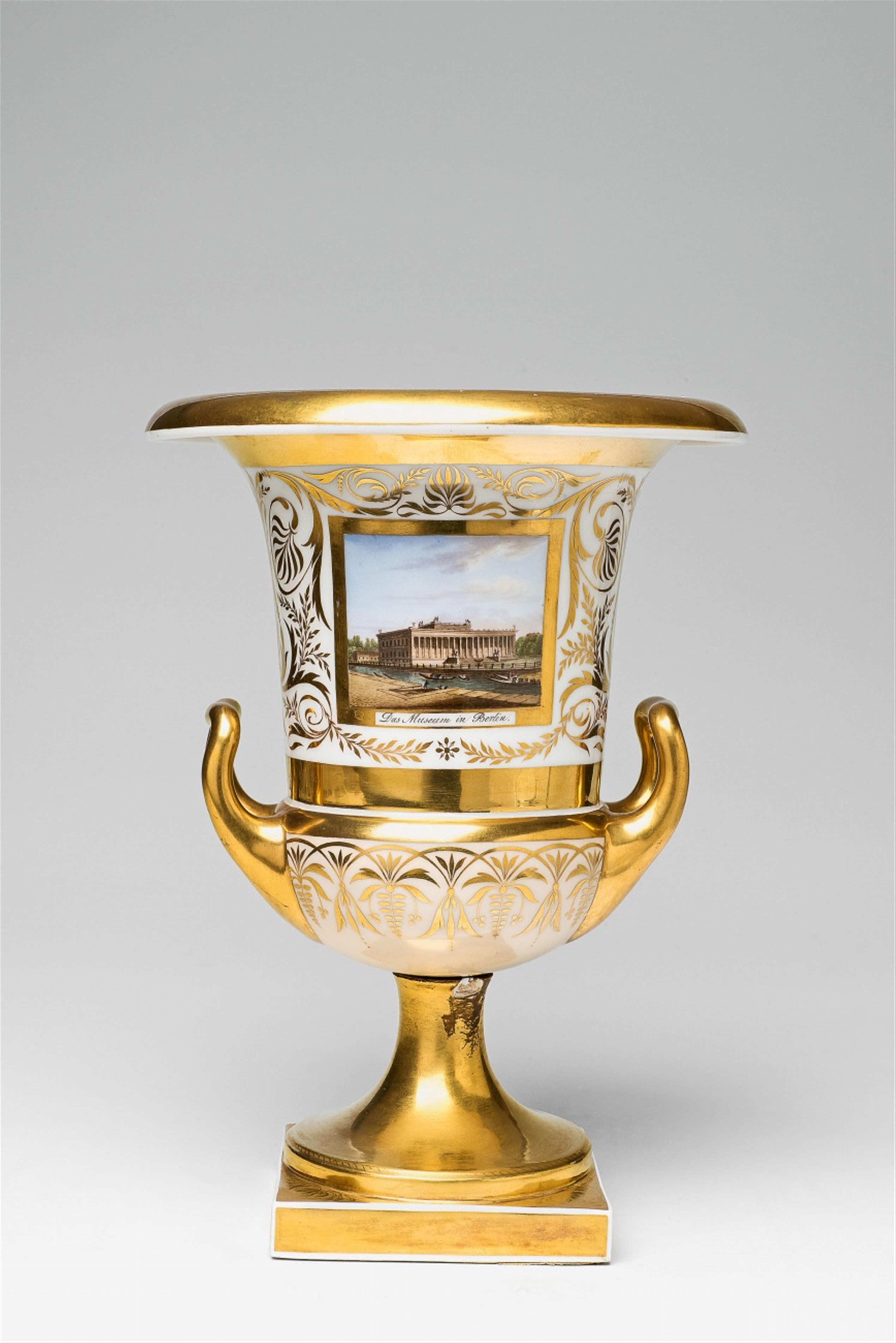 A Berlin KPM porcelain krater-form vase with views of Berlin - image-1
