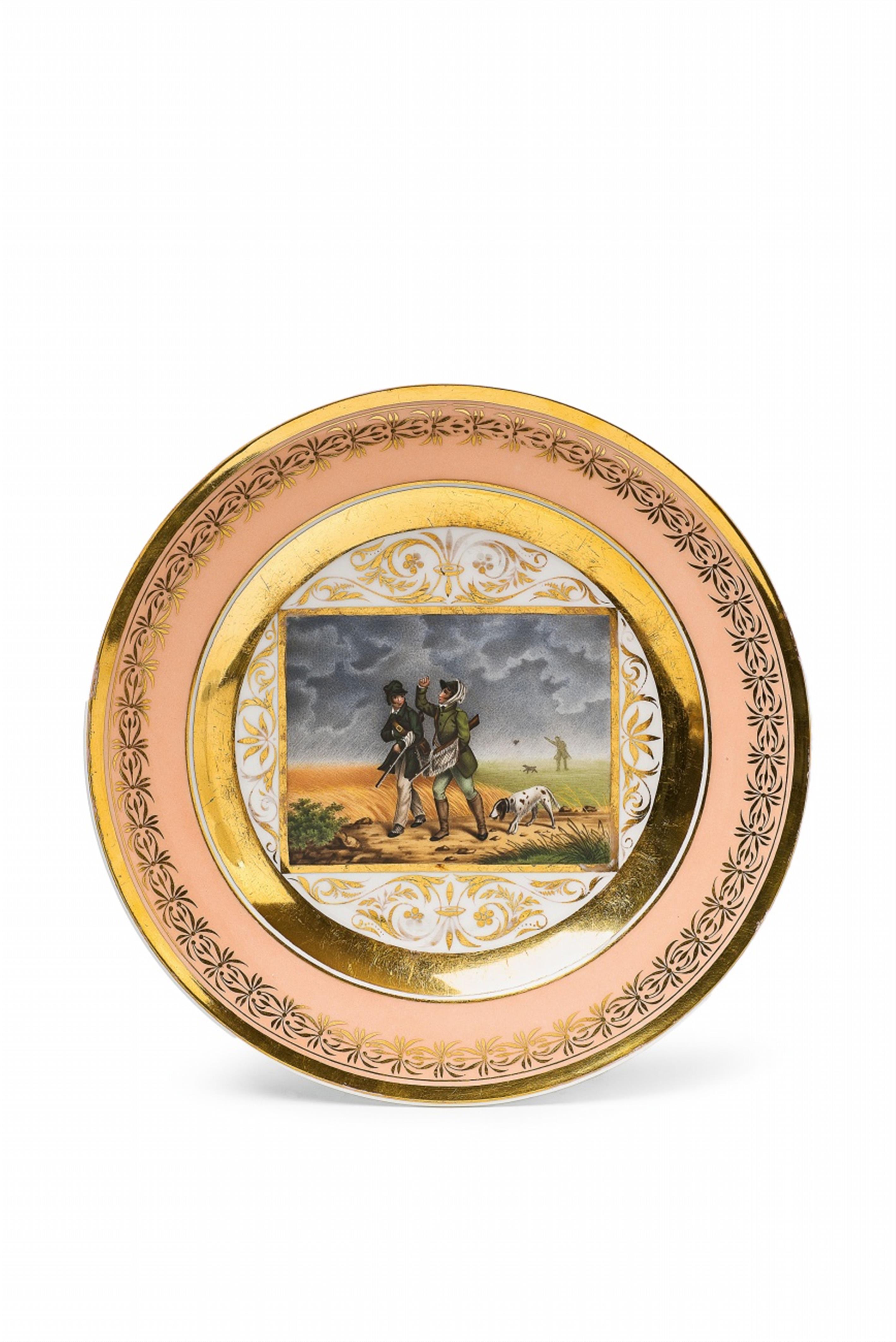 A Berlin KPM porcelain plate with a Romantic hunting scene - image-1