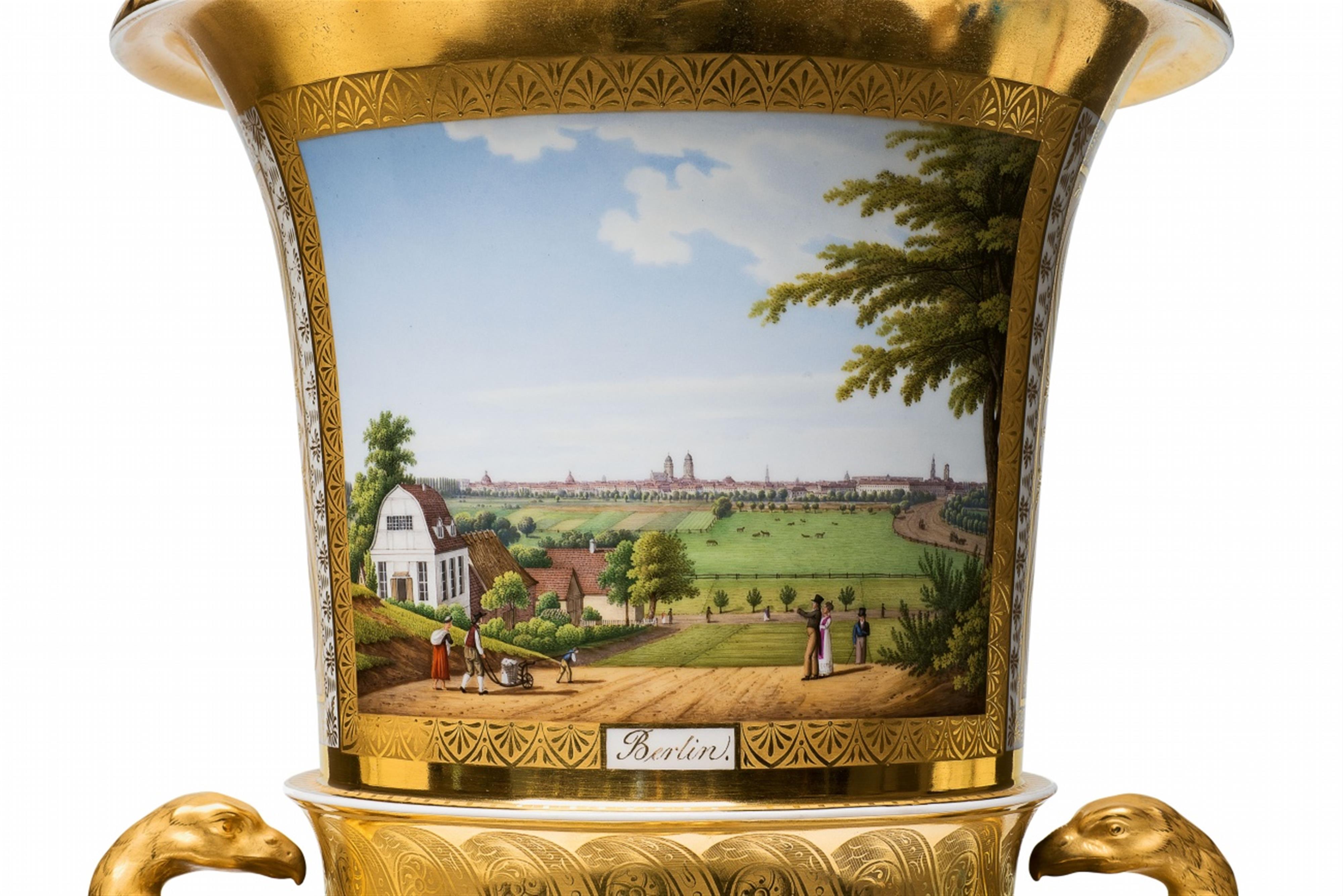 A rare Berlin KPM eagle-handled vase with views of Berlin and Potsdam - image-3