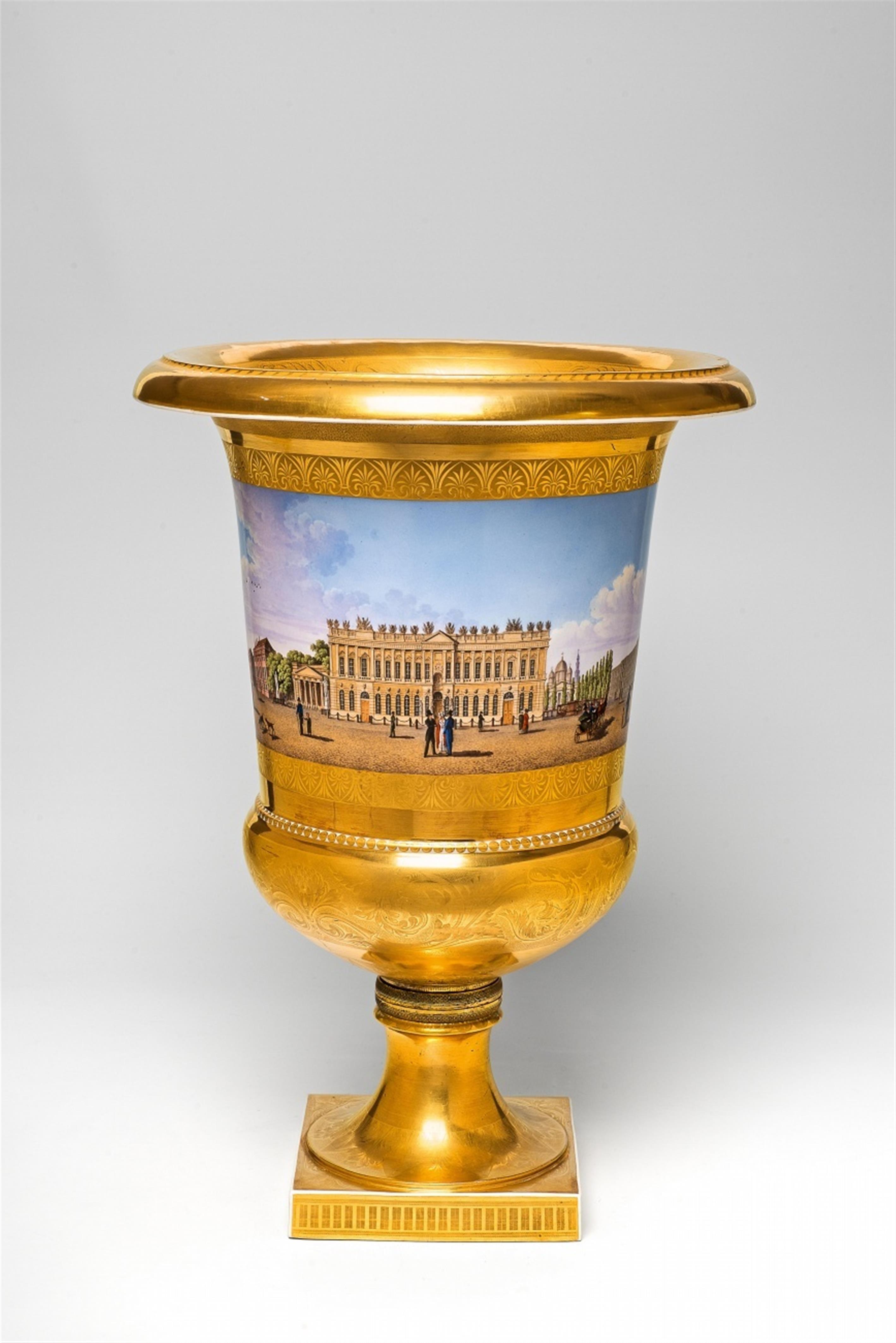 An important Berlin KPM krater-form vase with a view of Unter den Linden - image-1