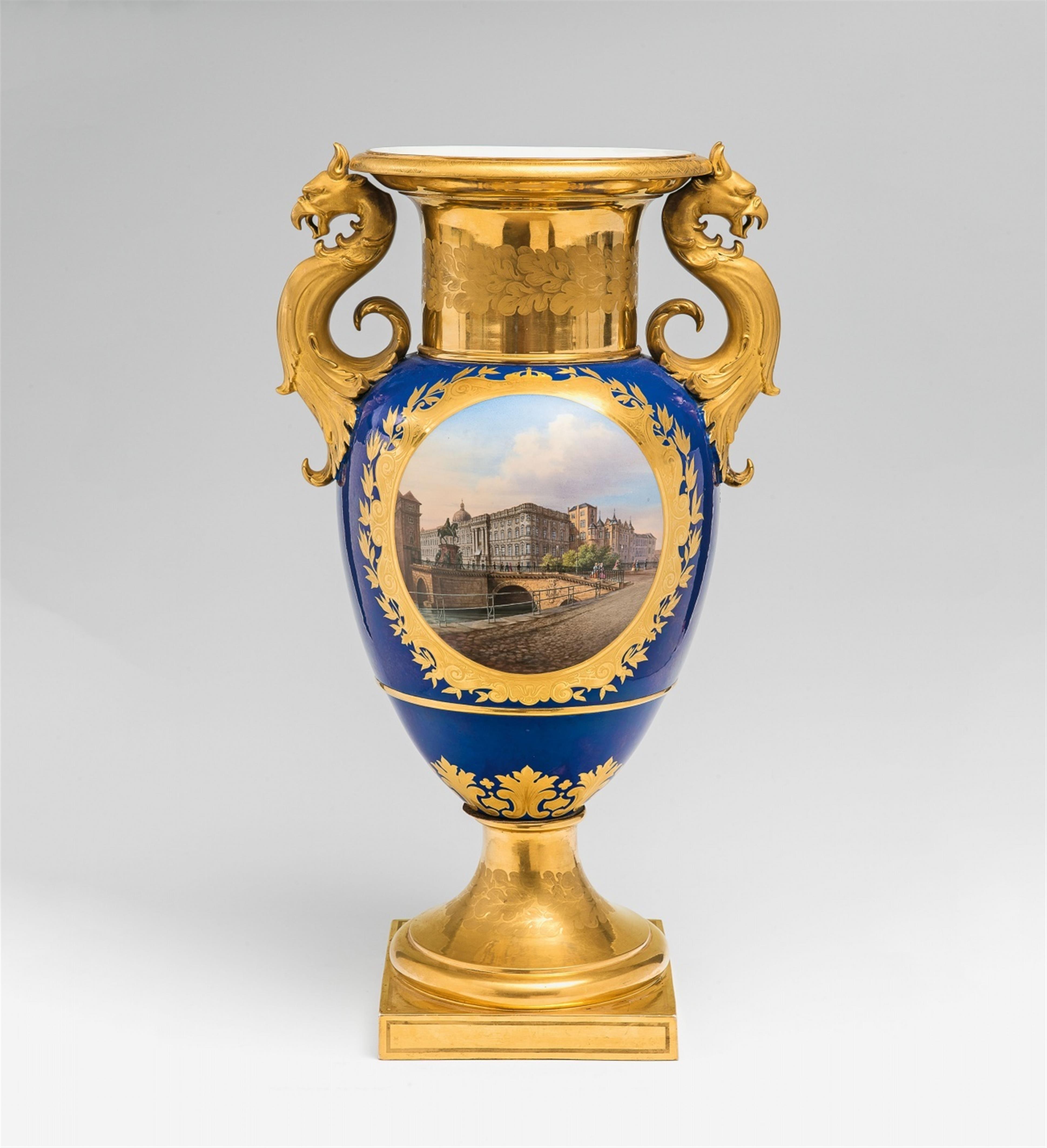 A Berlin KPM porcelain vase with a view of Berlin Palace - image-1