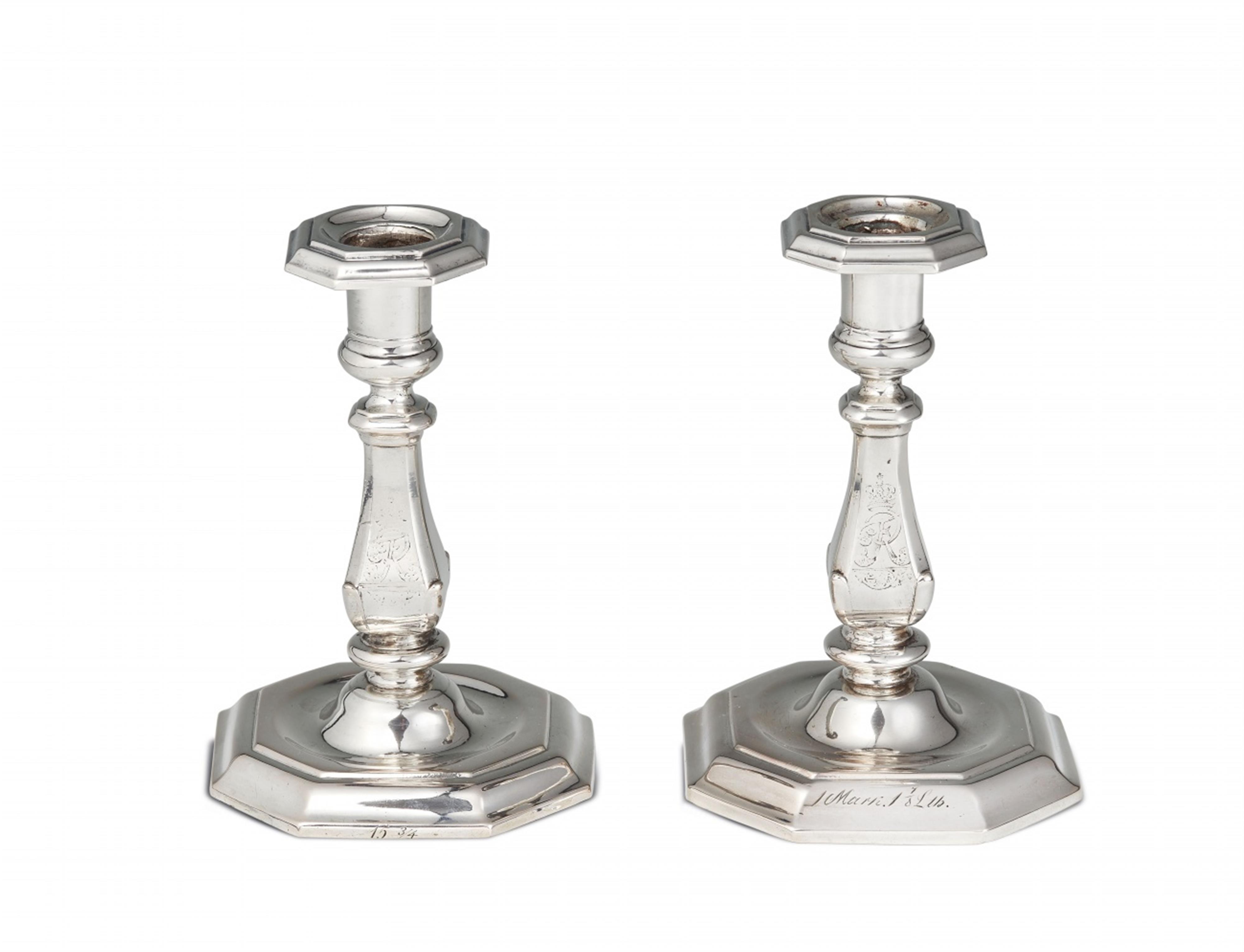 A pair of Berlin silver candelsticks from the dinner service of Frederick the Great - image-1