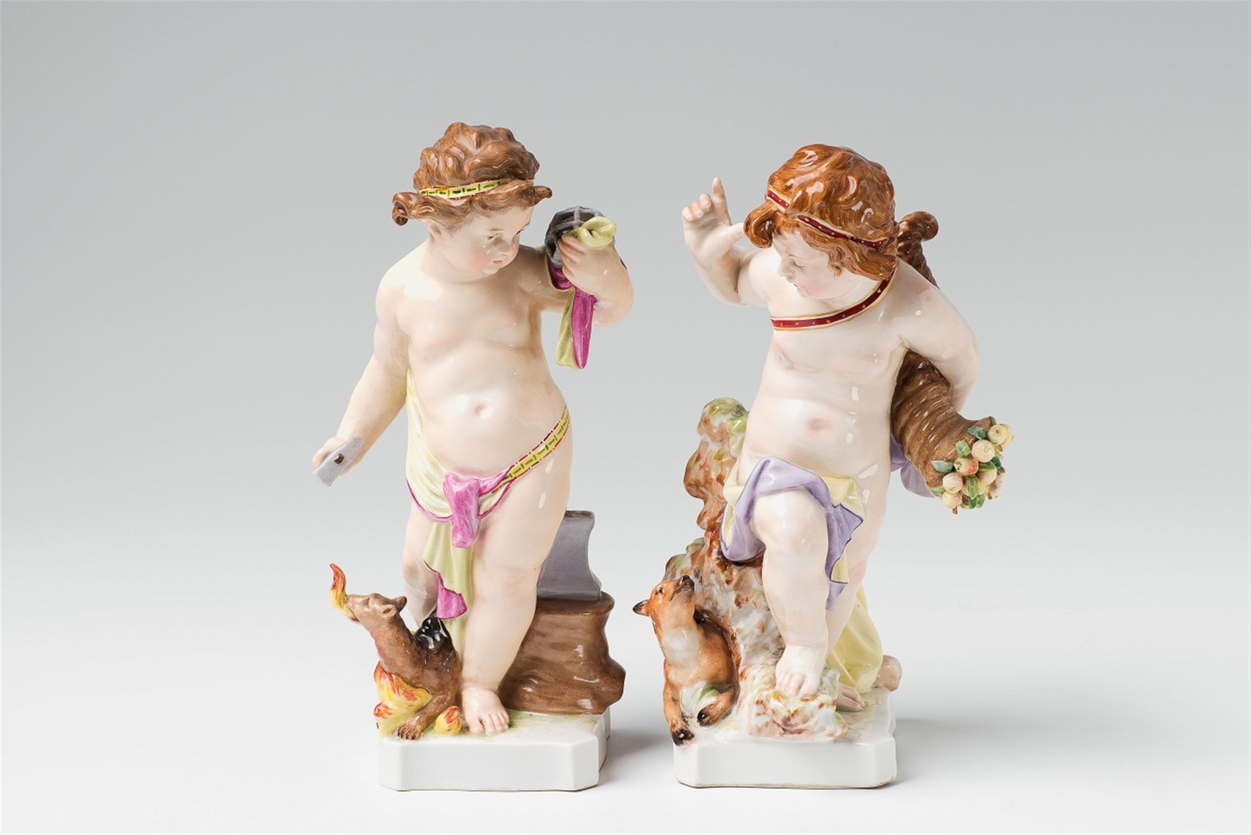 Two Berlin KPM porcelain allegorical figures representing earth and fire - image-1