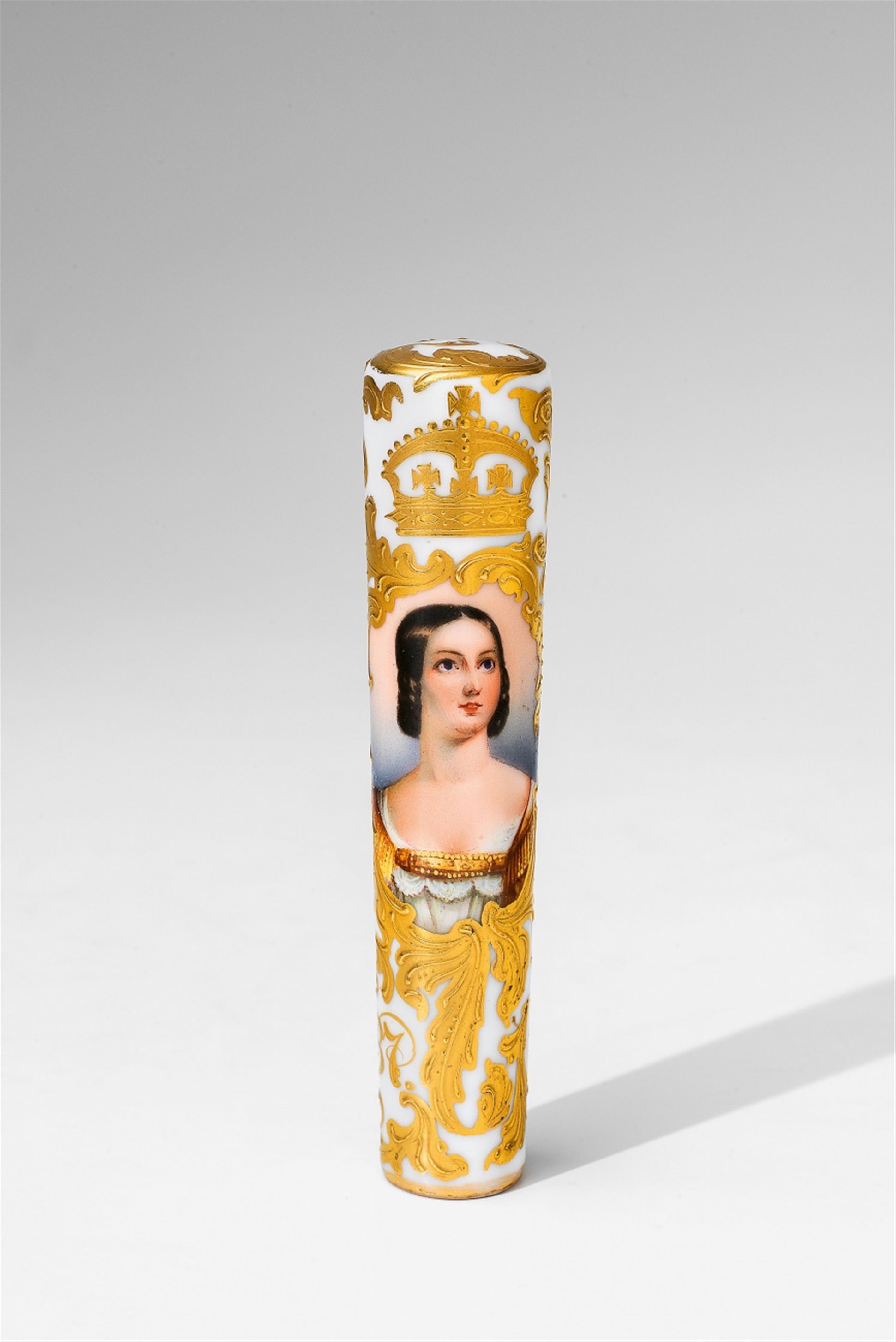 A porcelain walking cane topper with a Portrait of Crown Princess Victoria - image-1