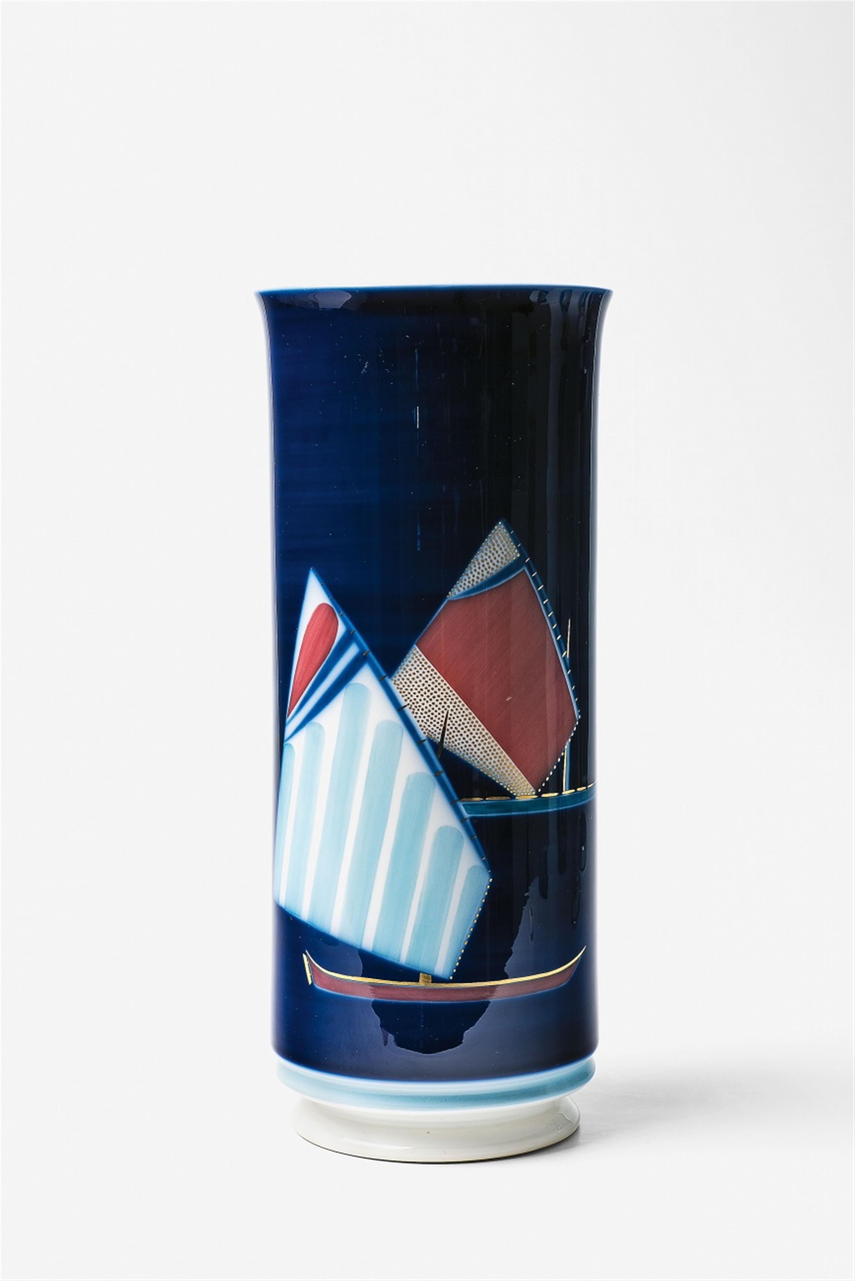 A Berlin KPM porcelain vase with two sailing boats - image-1