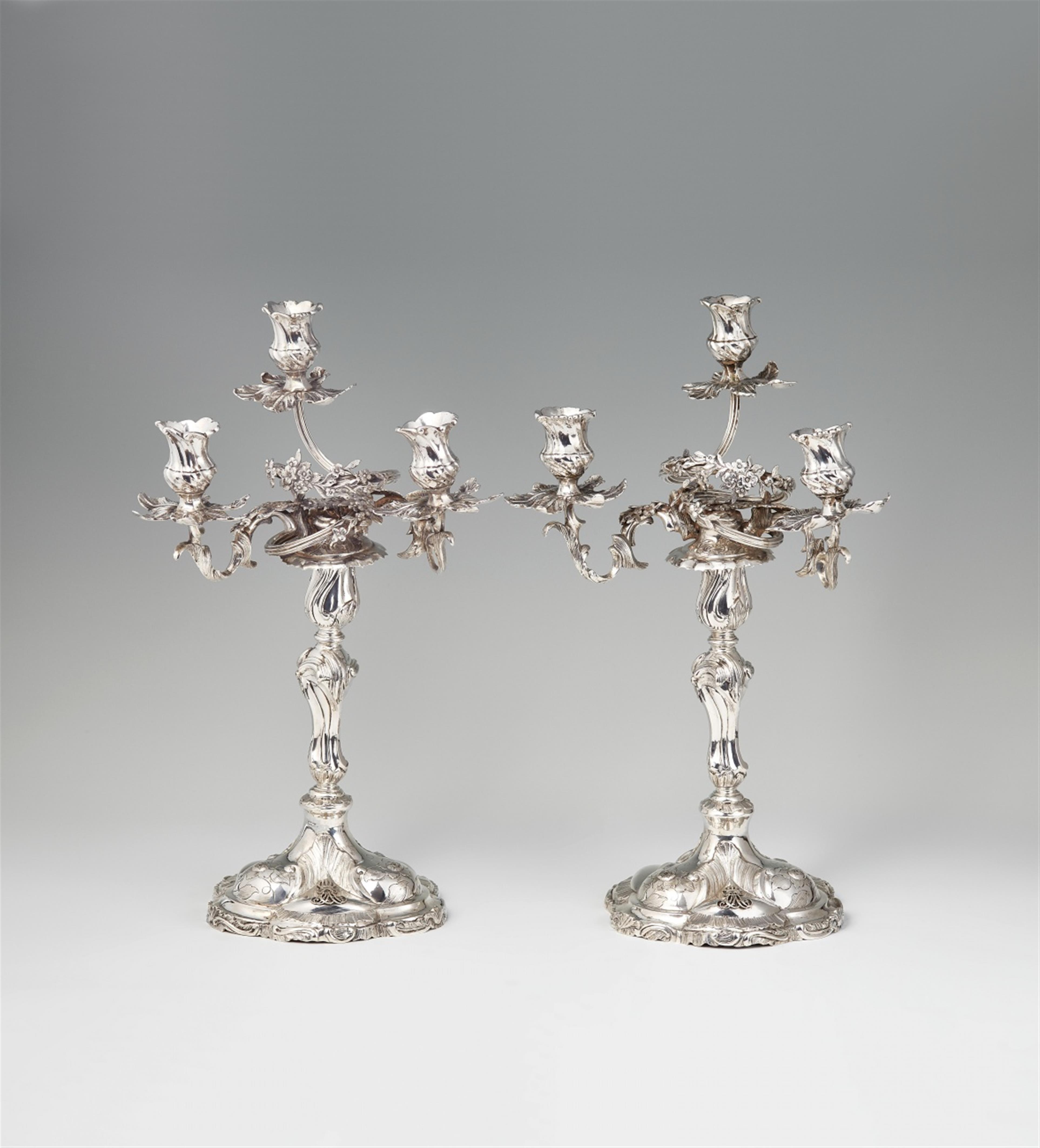 A pair of Copenhagen silver Rococo candelabra - image-1