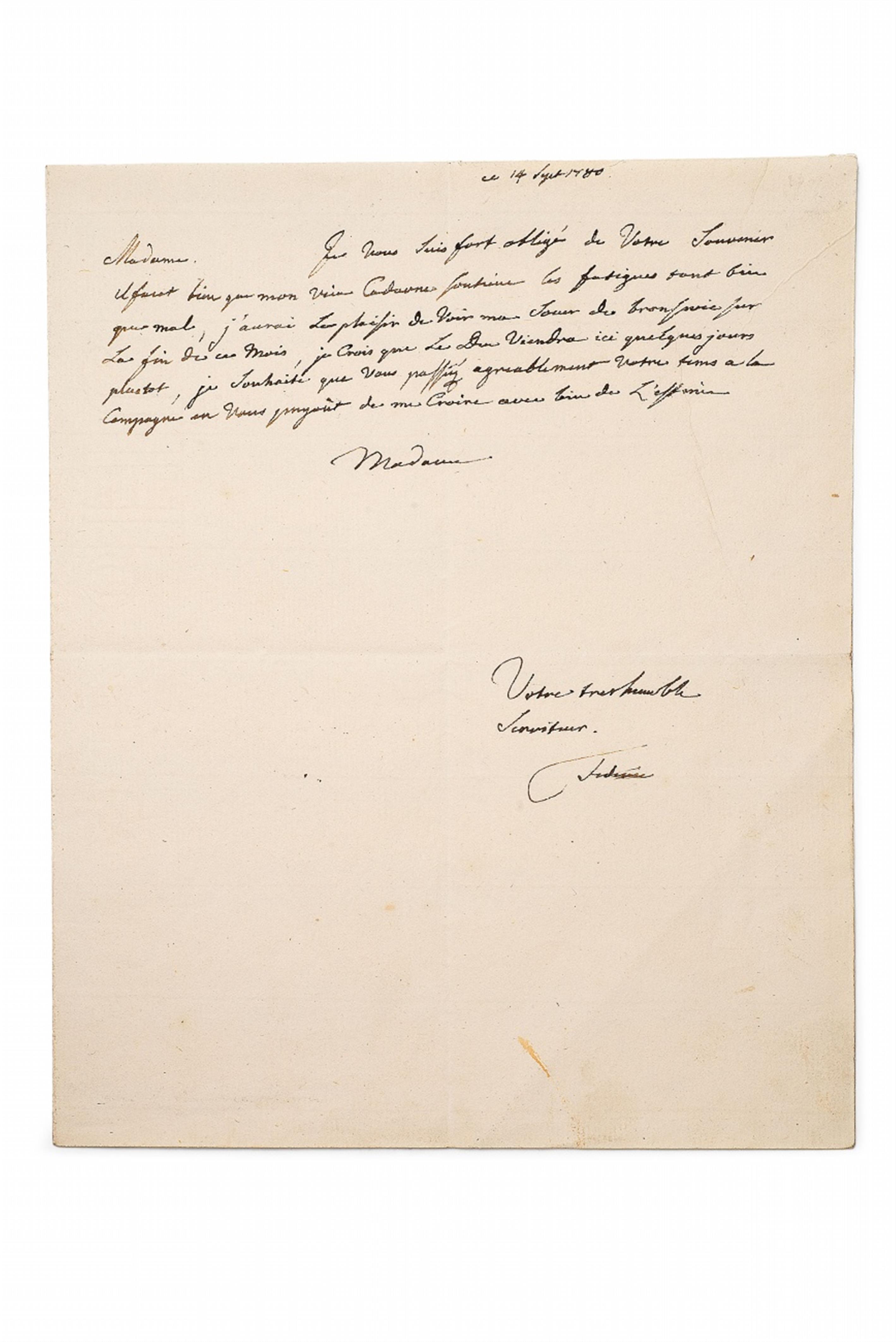 A letter from Frederick II to his wife Elisabeth Christine, Queen of Prussia - image-1
