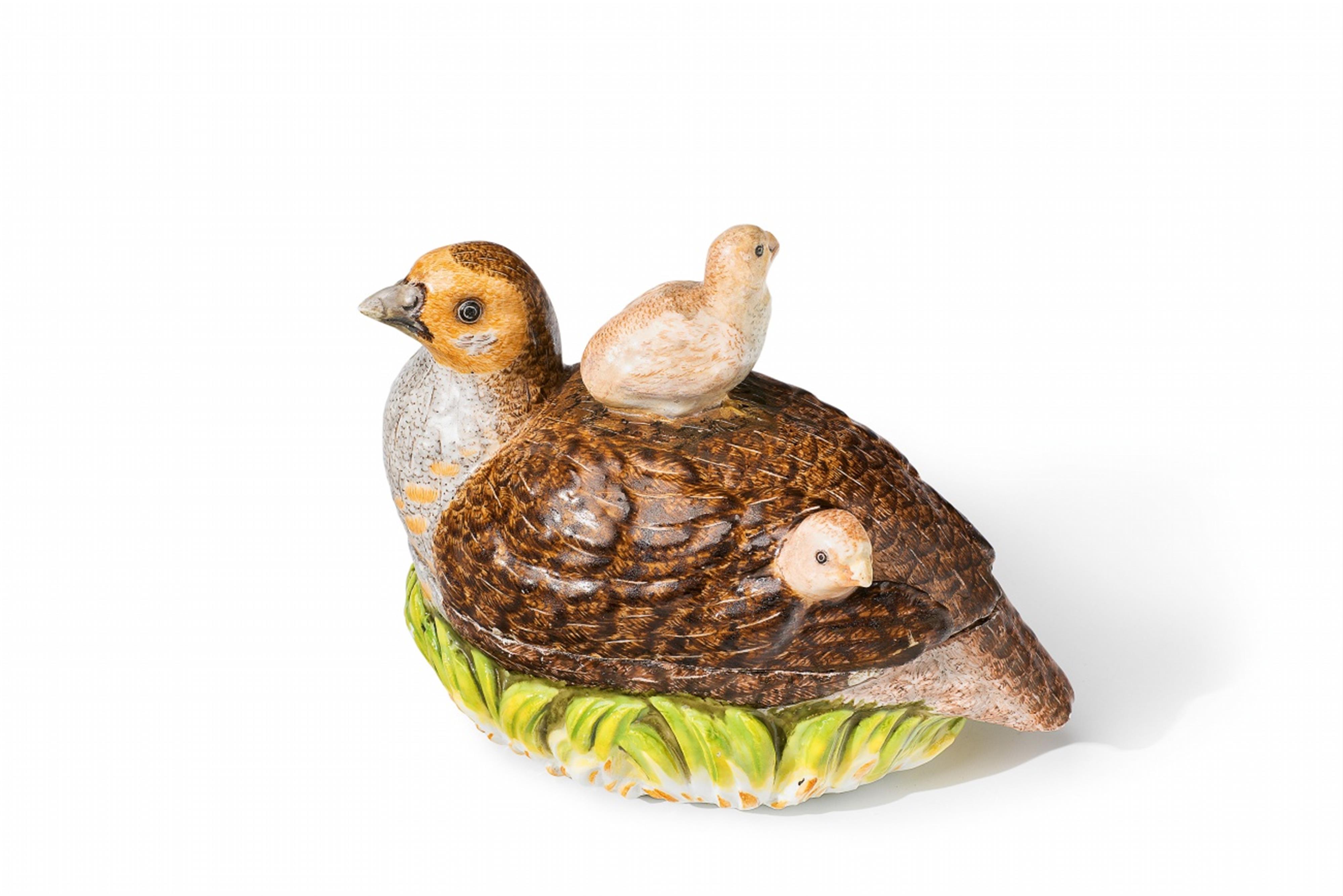 A Berlin KPM porcelain model of a partridge as a butter dish - image-1