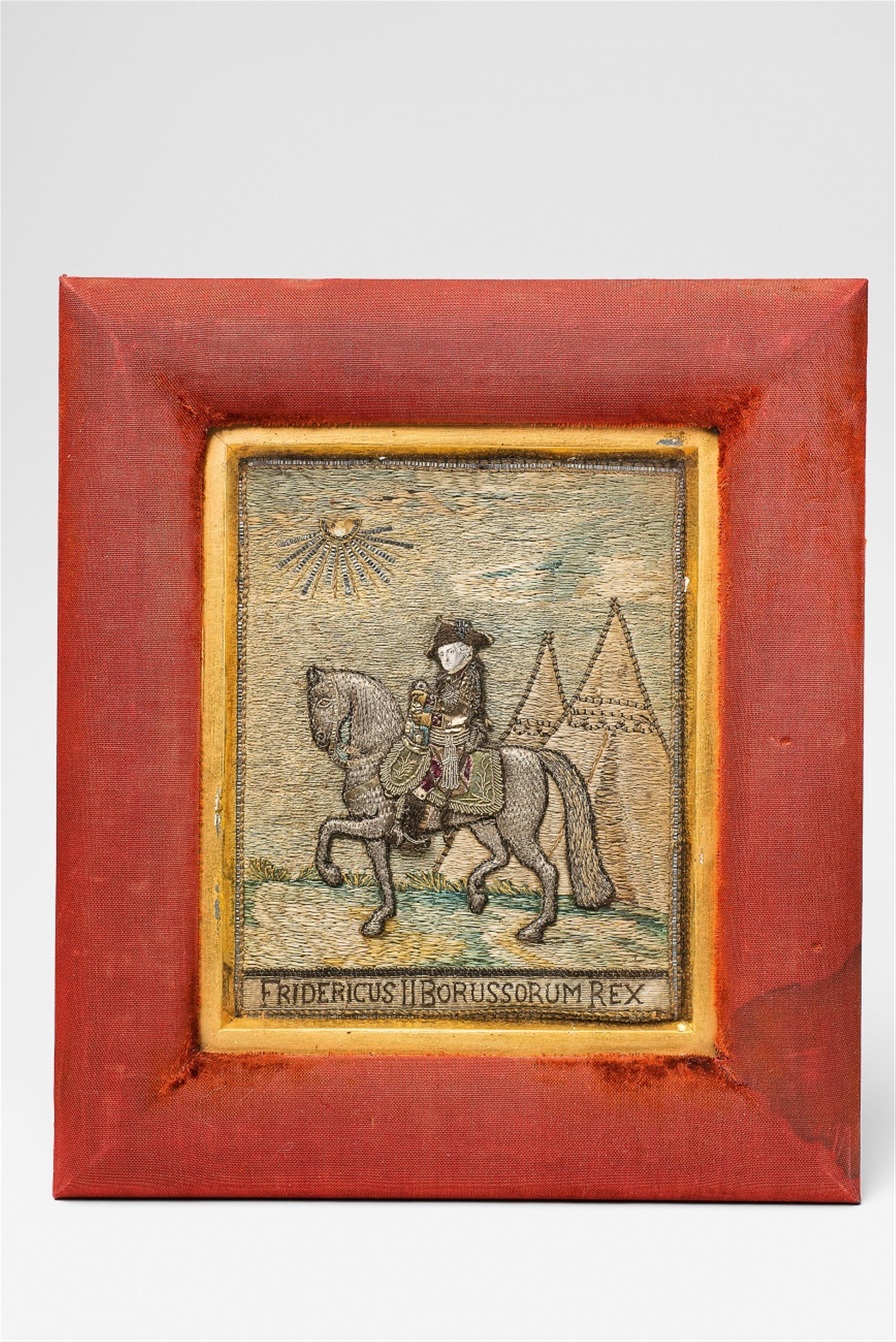 An embroidered panel depicting Frederick II on horseback - image-1
