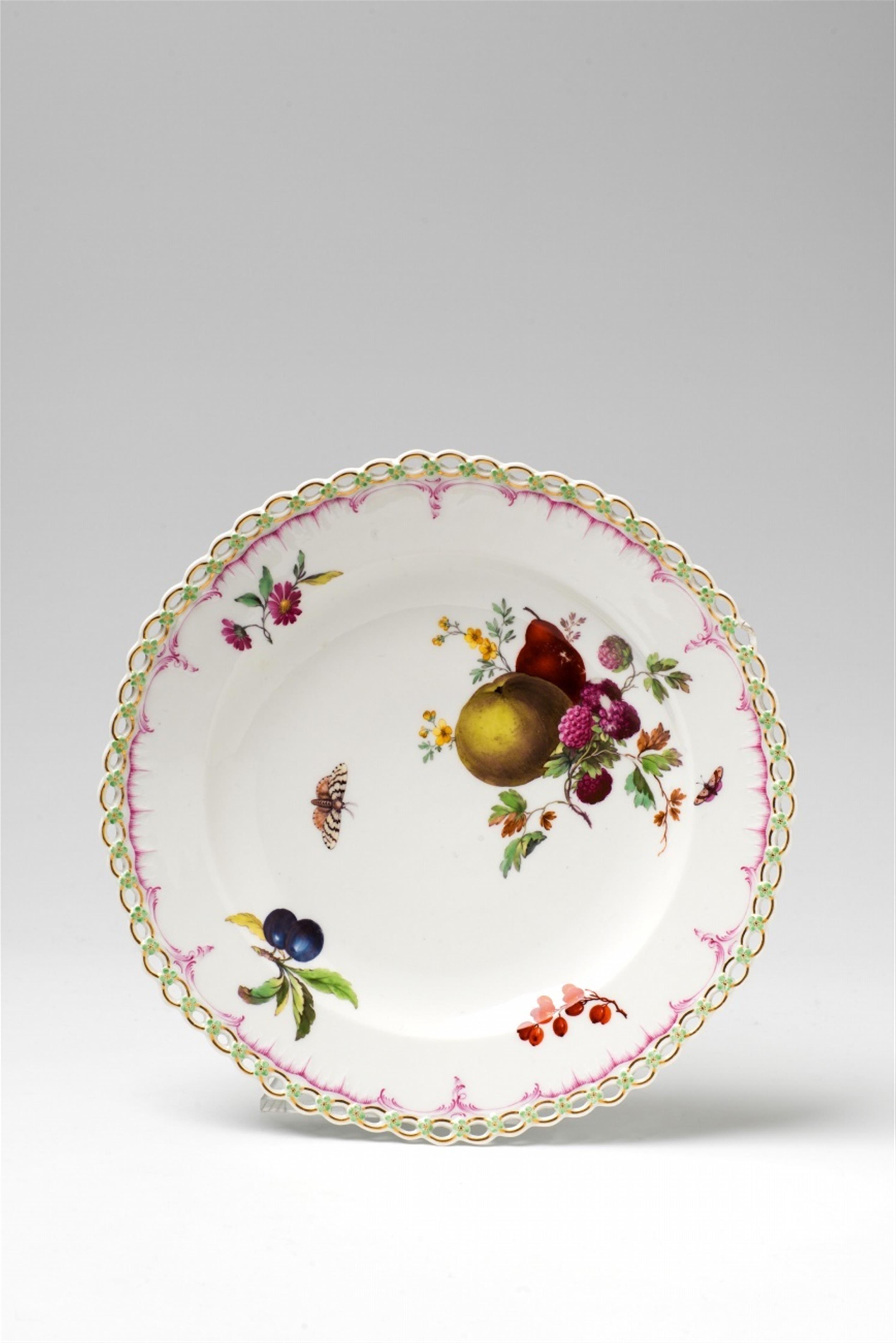 A Berlin KPM porcelain dessert plate with insects and fruit - image-1