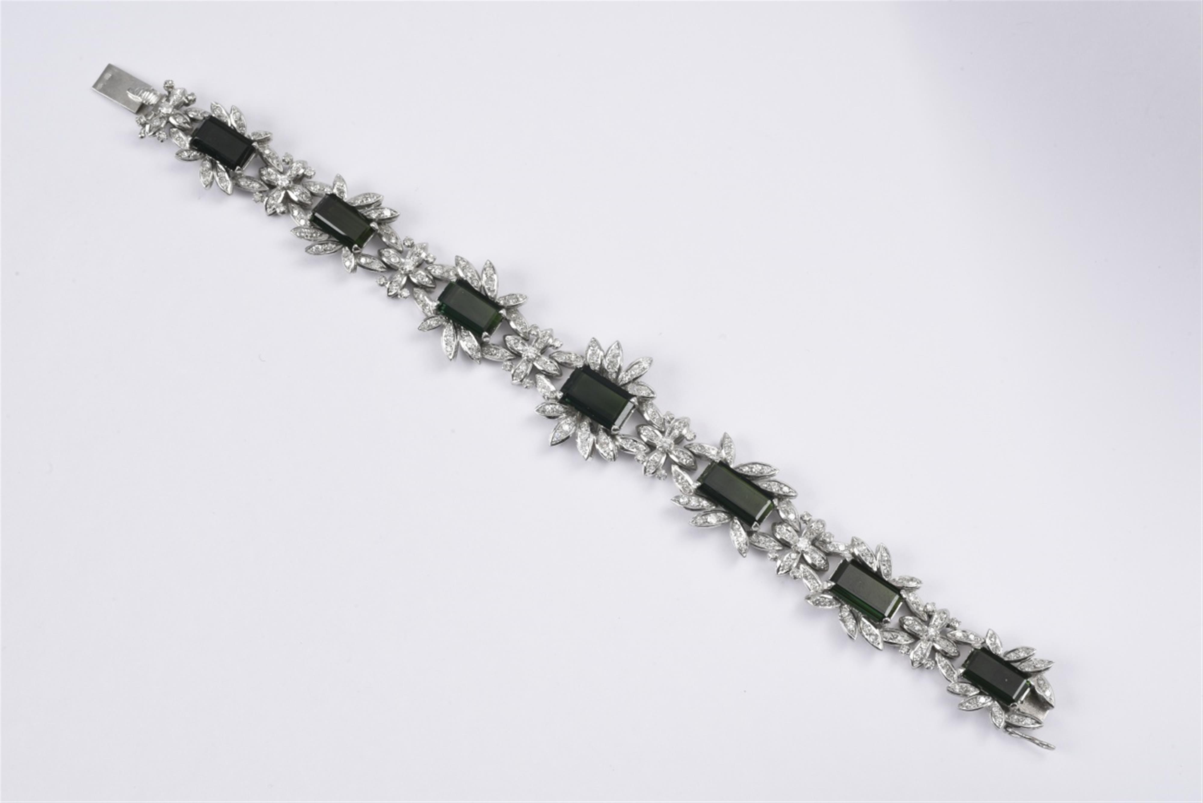 A platinum and tourmaline cocktail bracelet - image-1