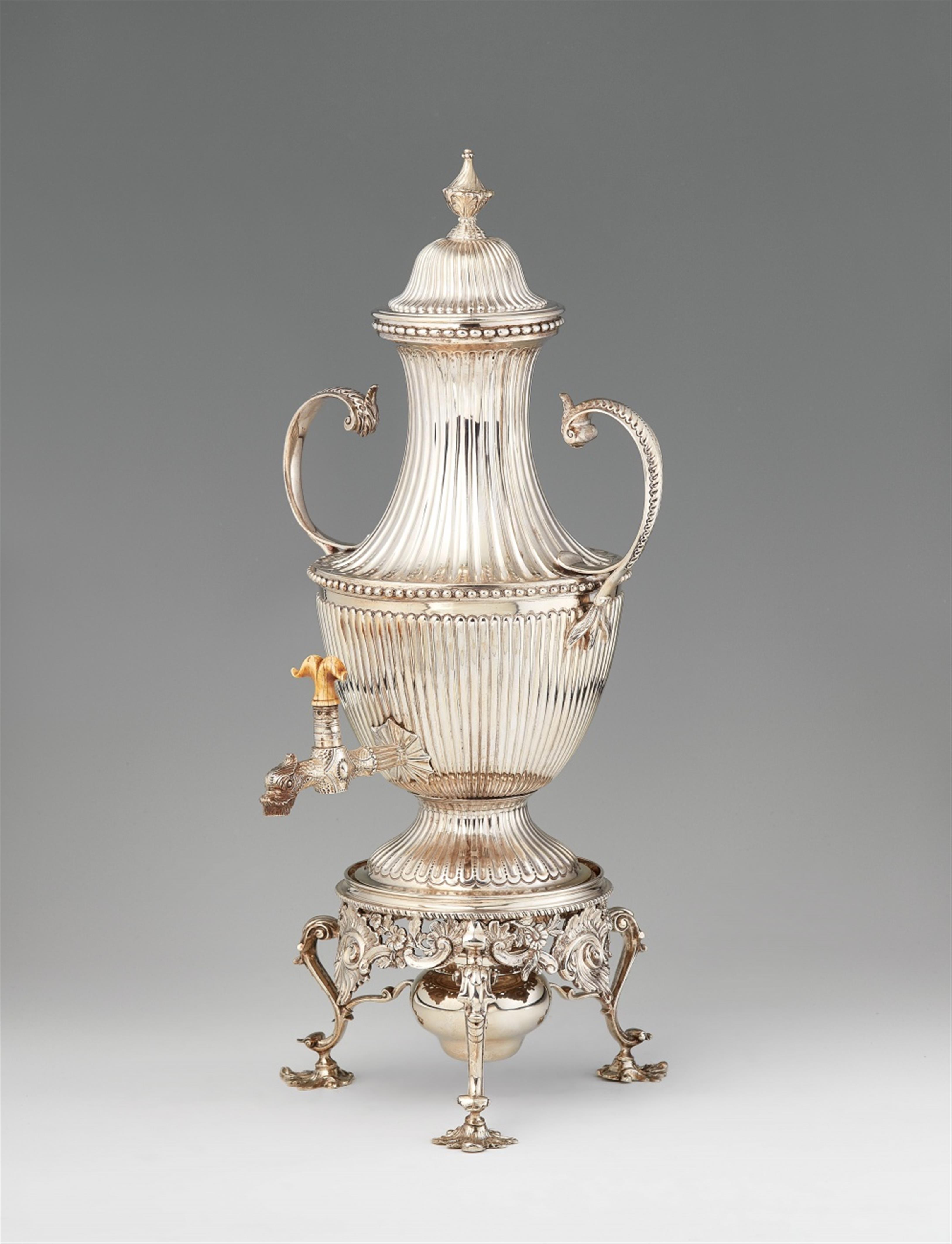 A George III silver coffee urn and rechaud - image-1