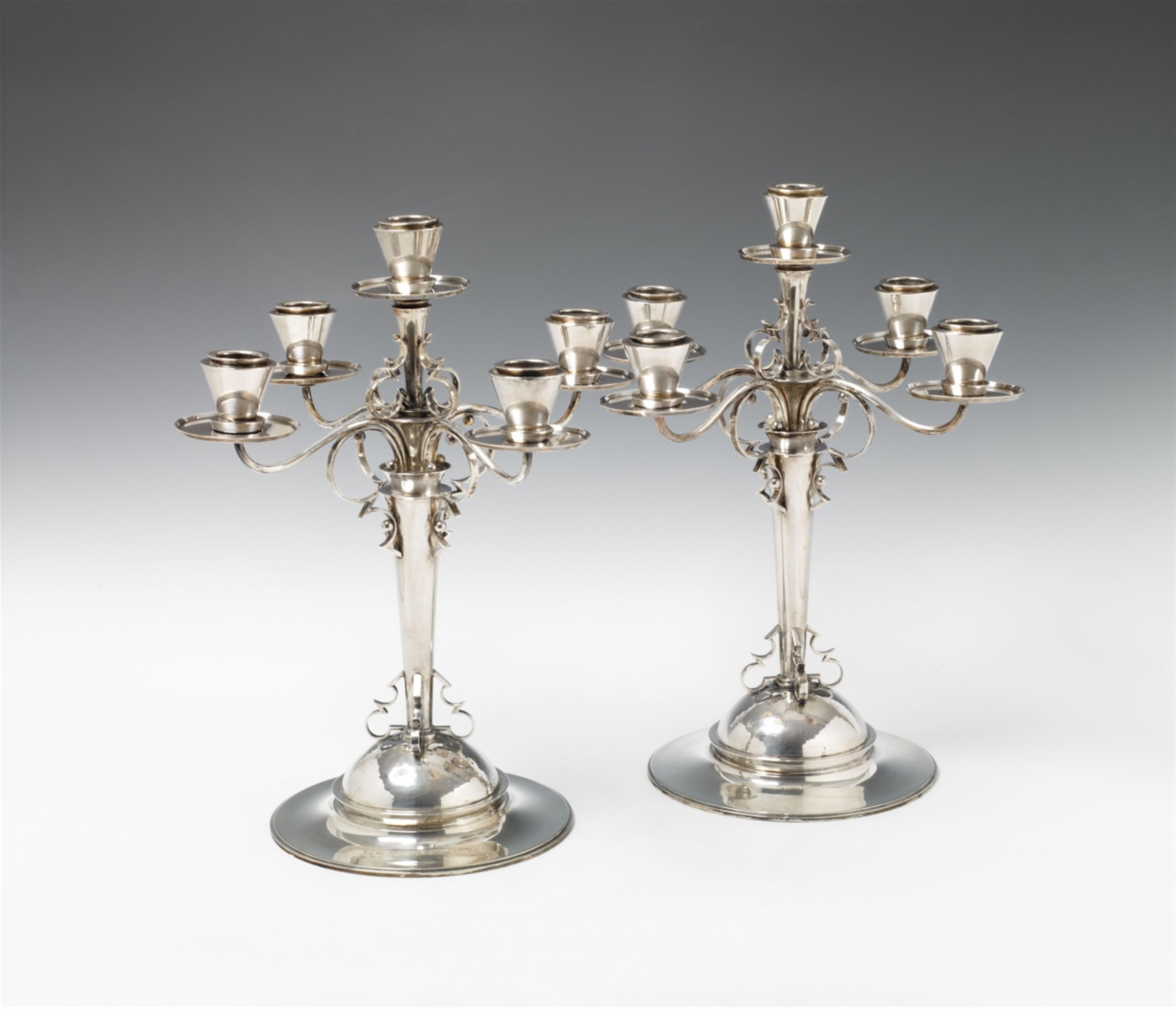 A pair of Art Deco Hanau silver candelabra - image-2