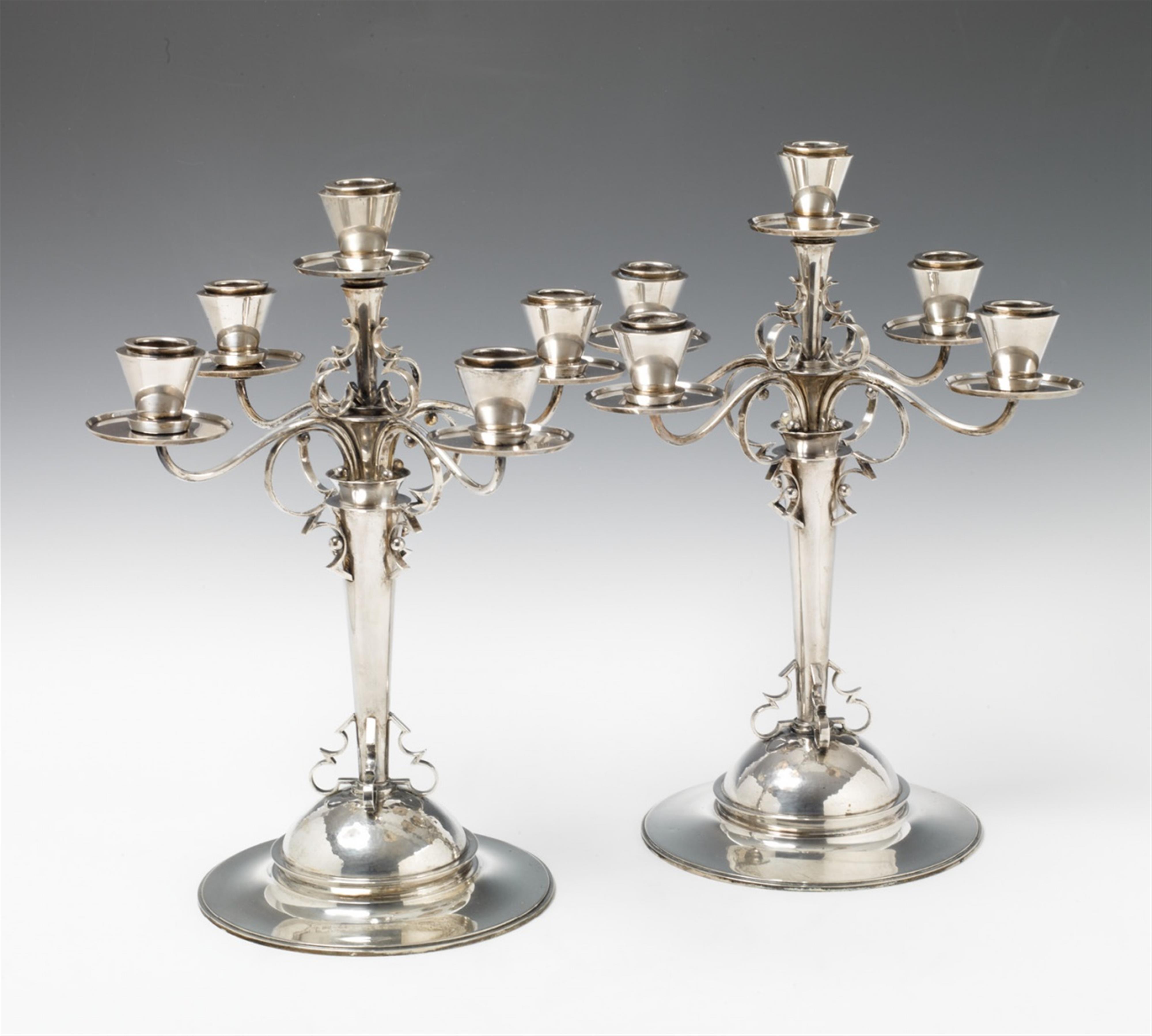 A pair of Art Deco Hanau silver candelabra - image-1