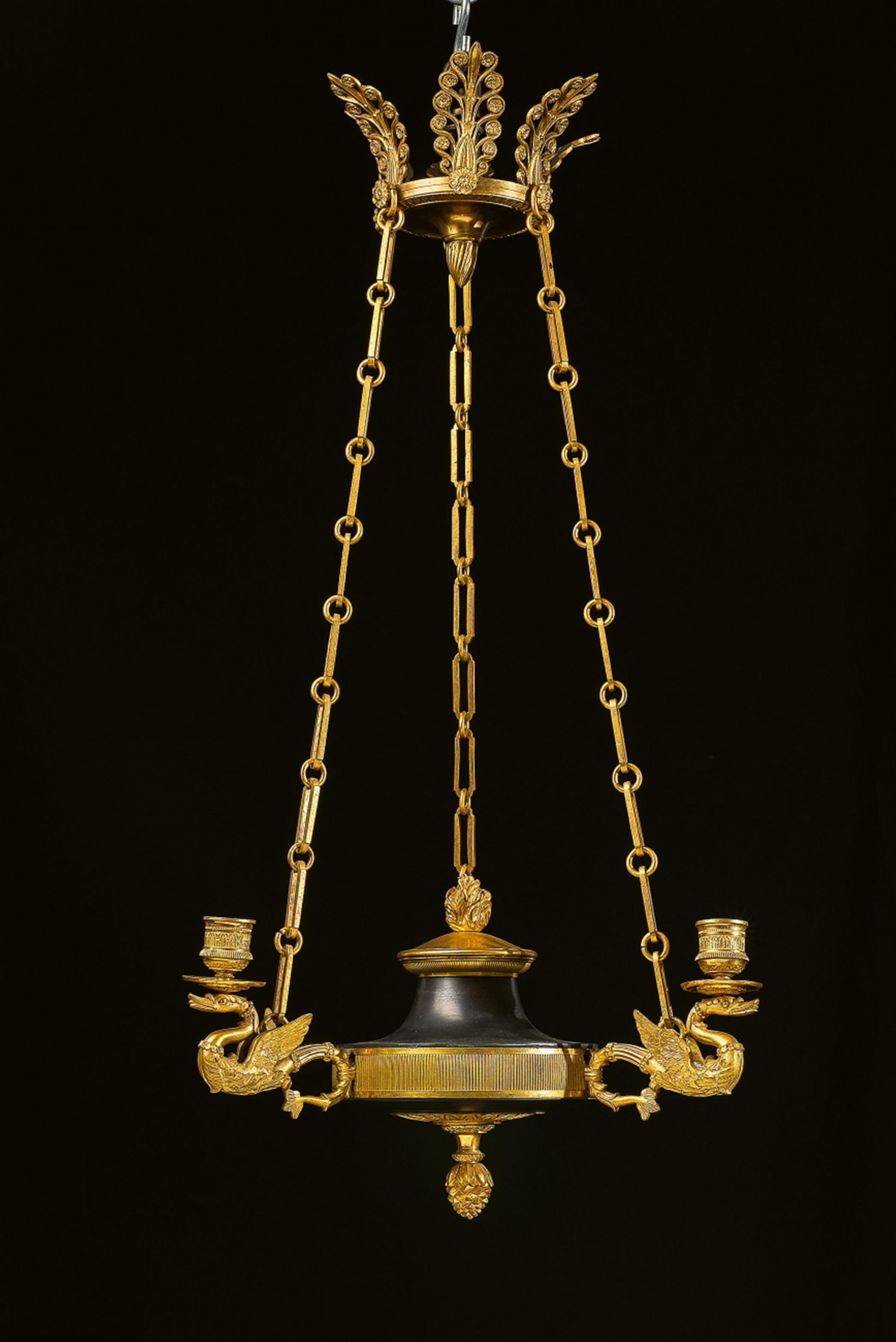 A French Empire ormolu chandelier - image-1