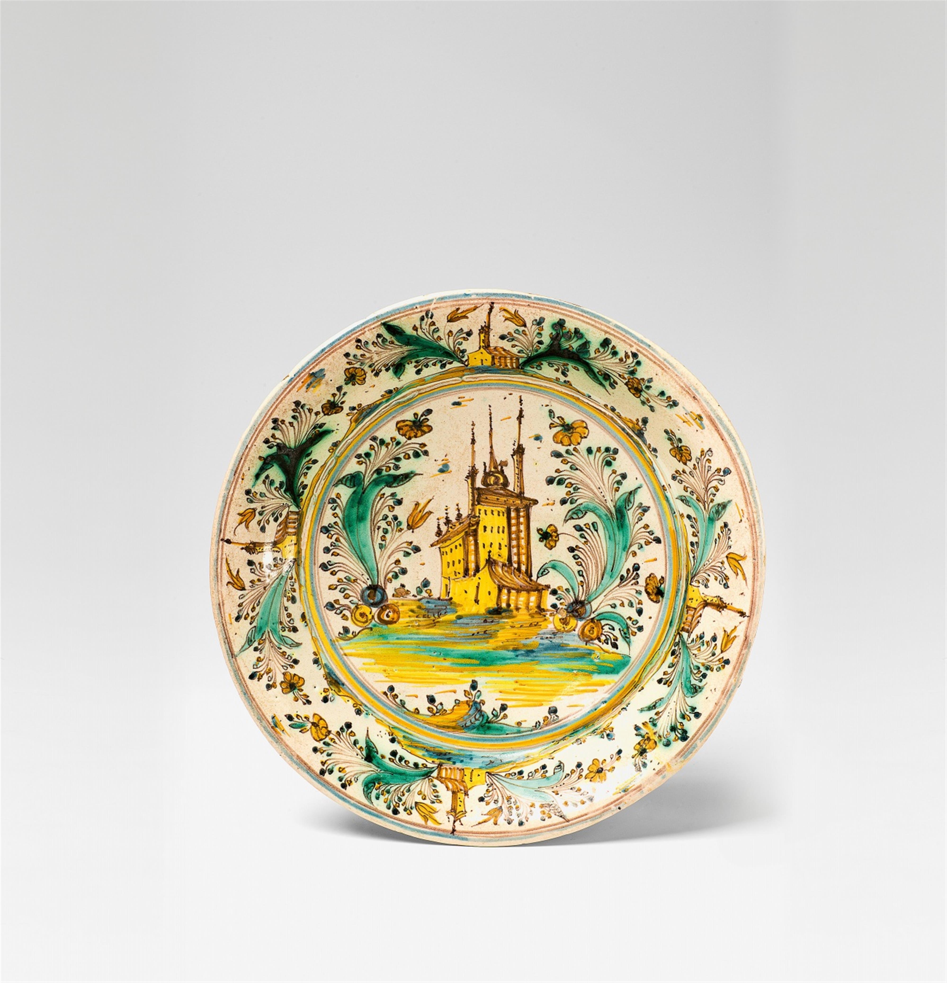 A Spanish faience dish with architectural motifs - image-1