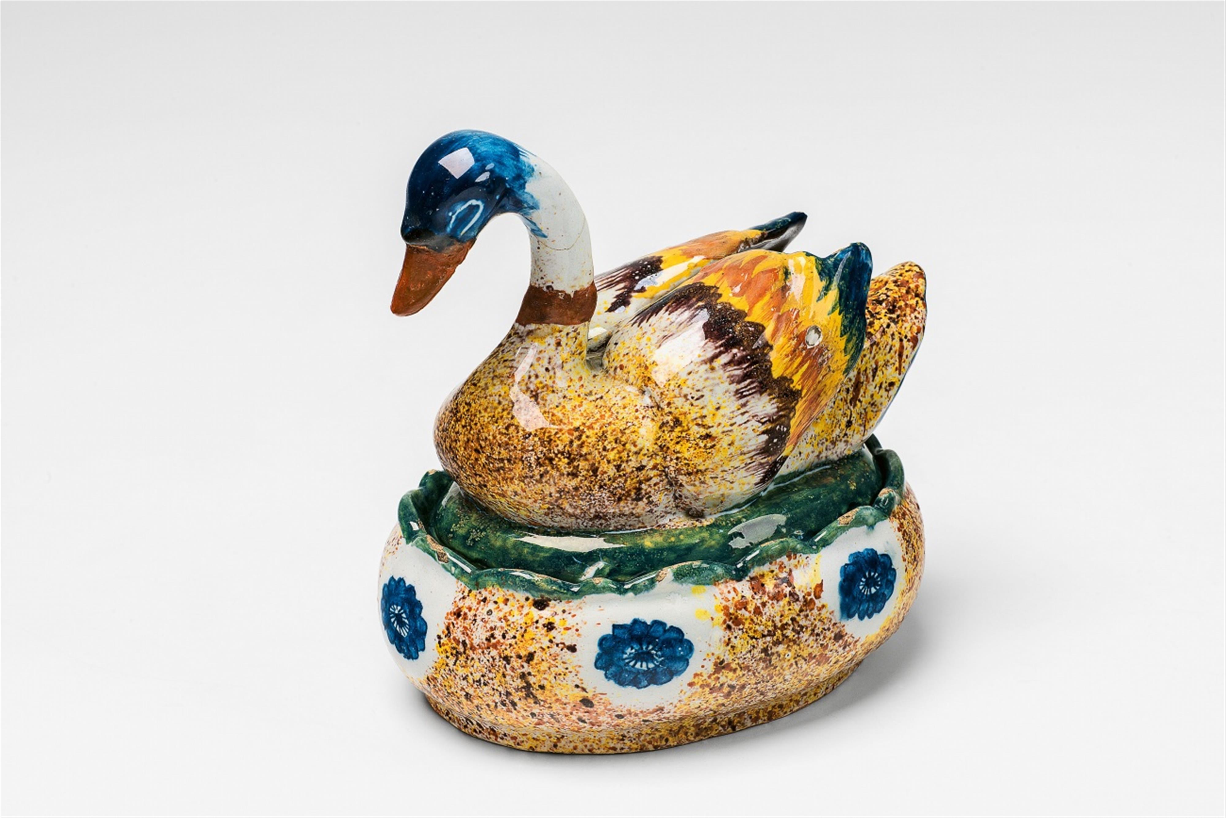 A Delft faience model of a swan as a butter dish - image-1