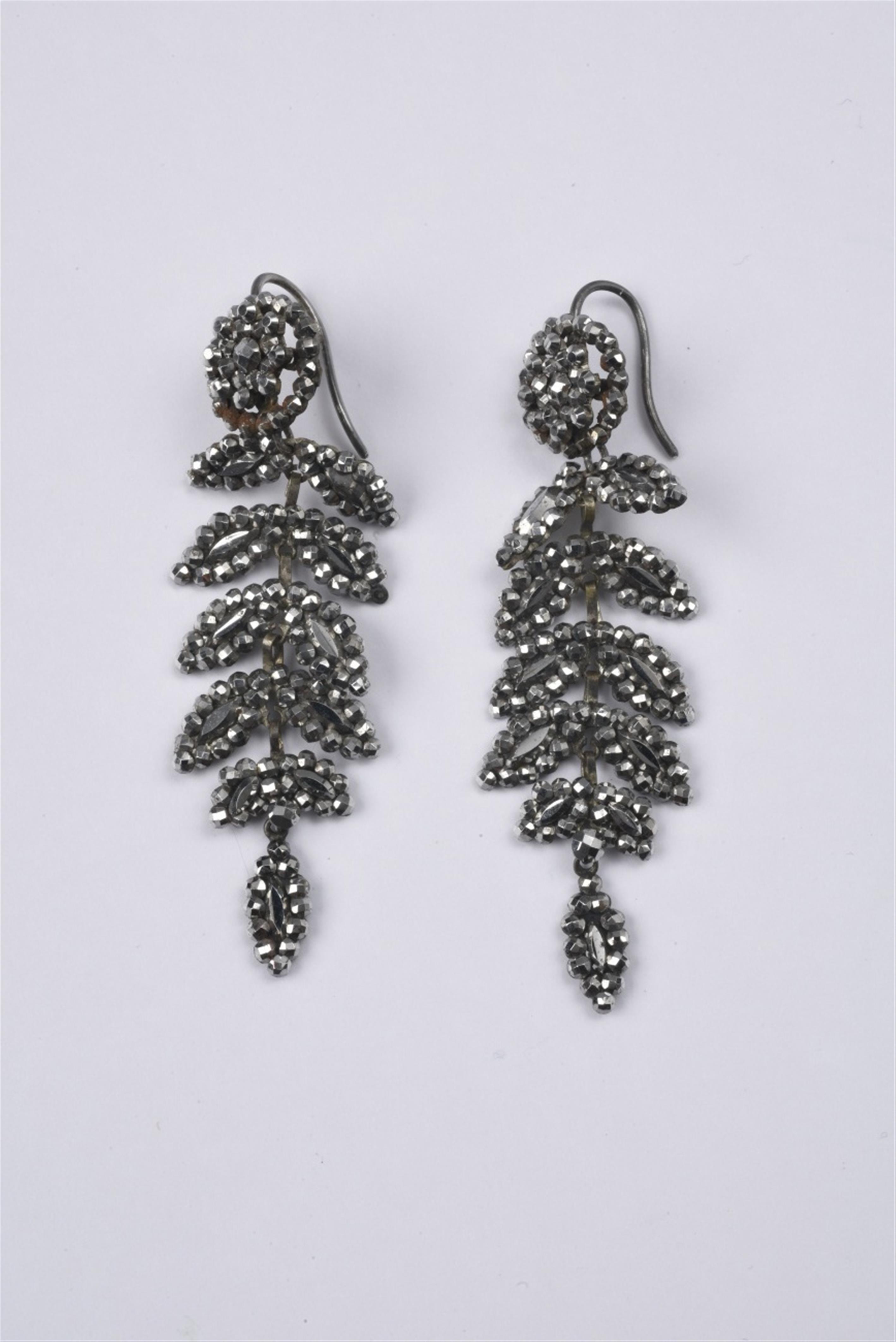 A pair of cut steel pendant earrings - image-1