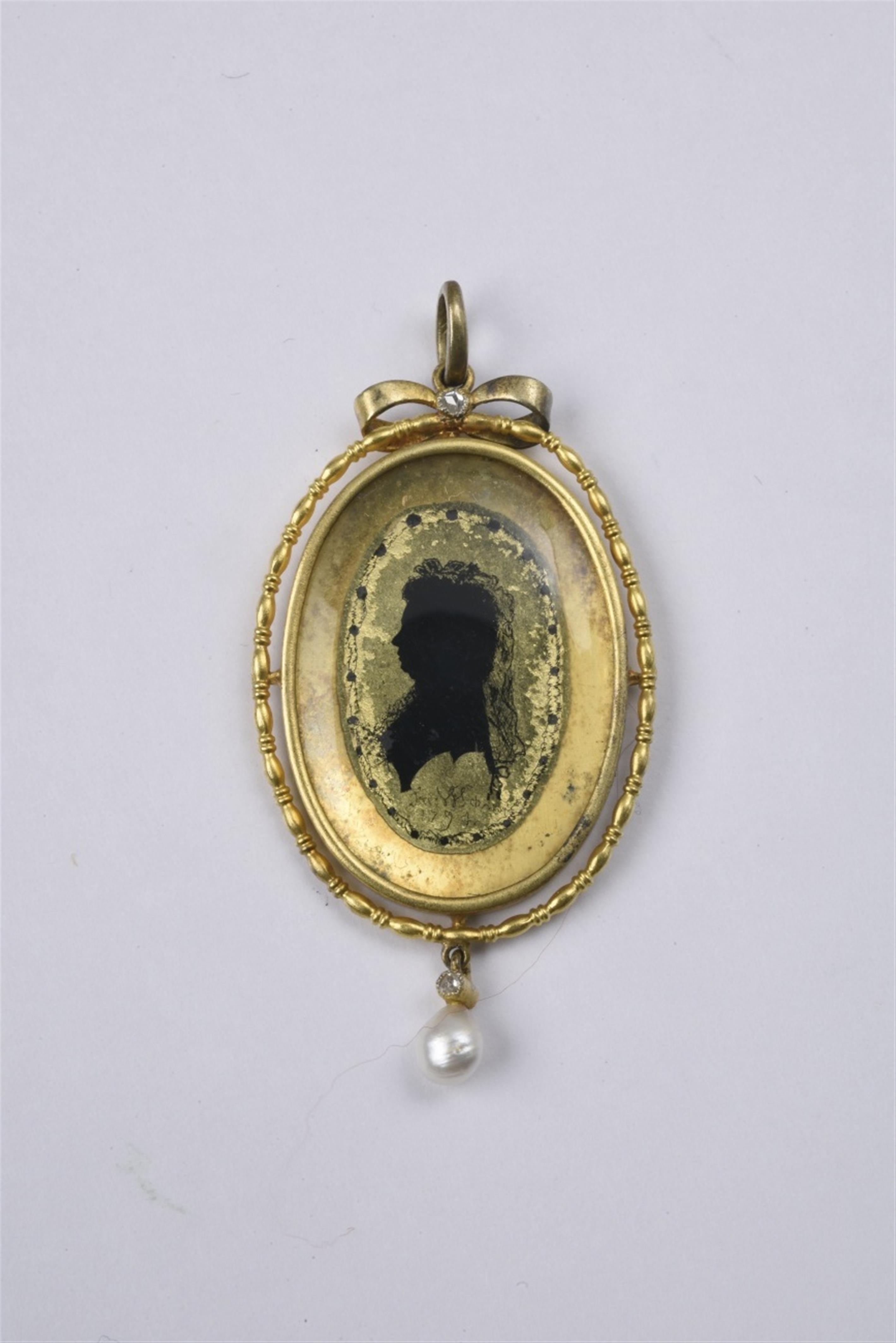 A German reverse glass painted pendant - image-1