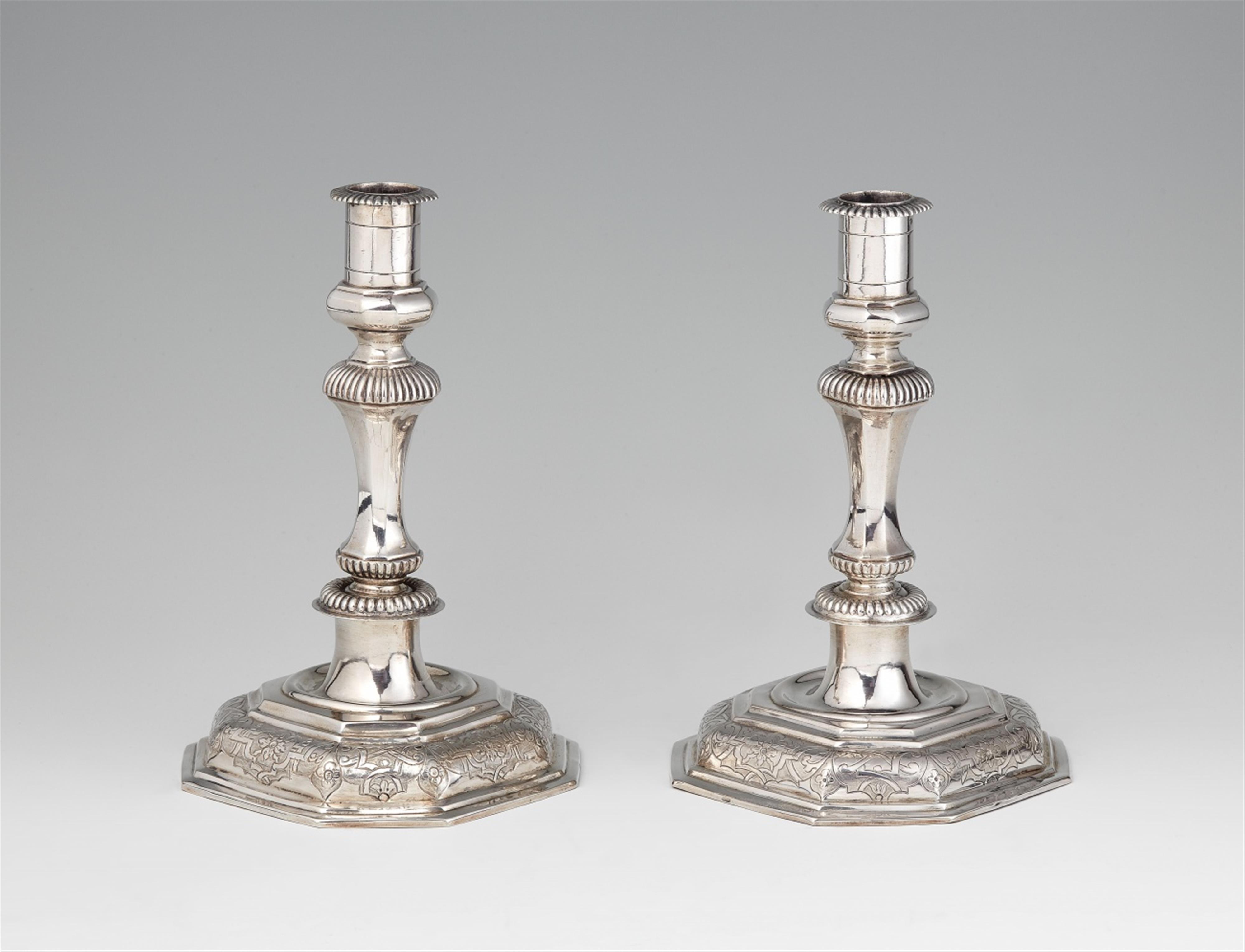 A rare pair of Braunau silver candlesticks - image-1