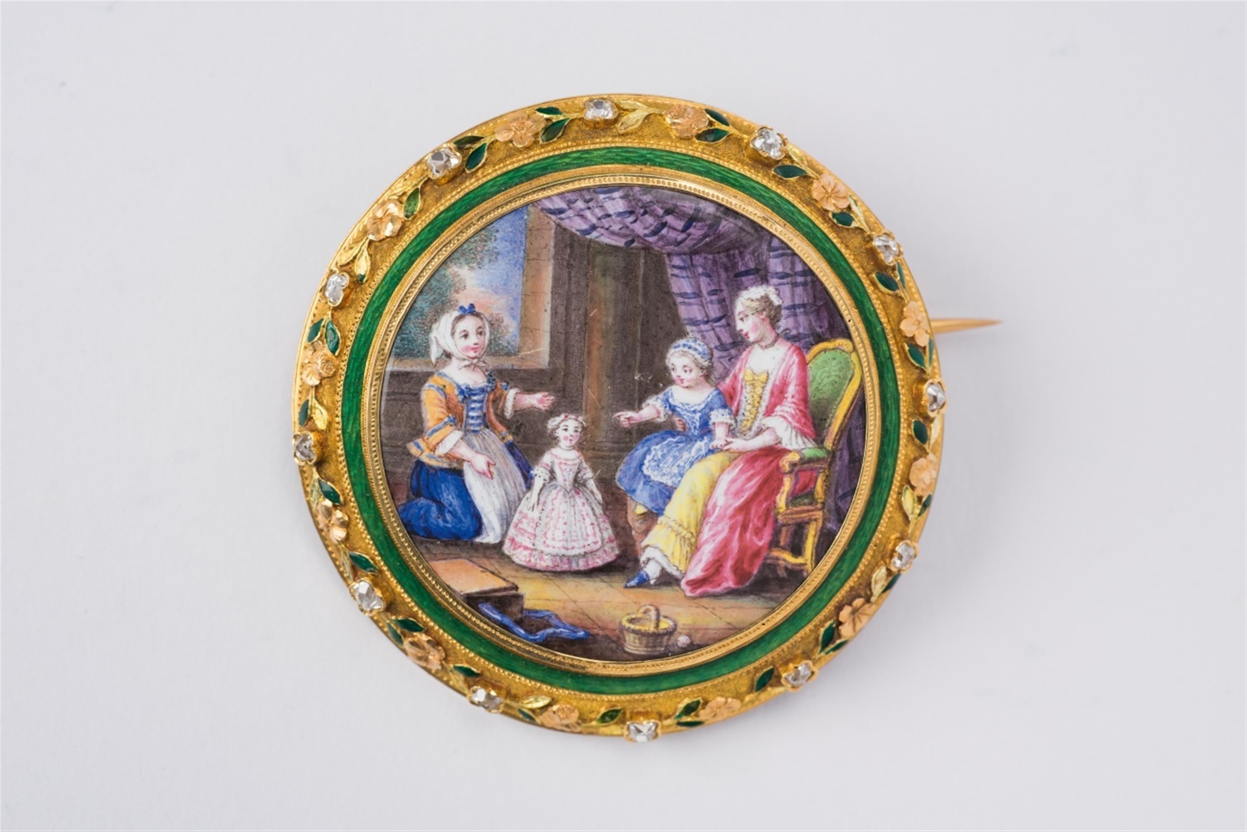An 18k gold and enamel brooch - image-1