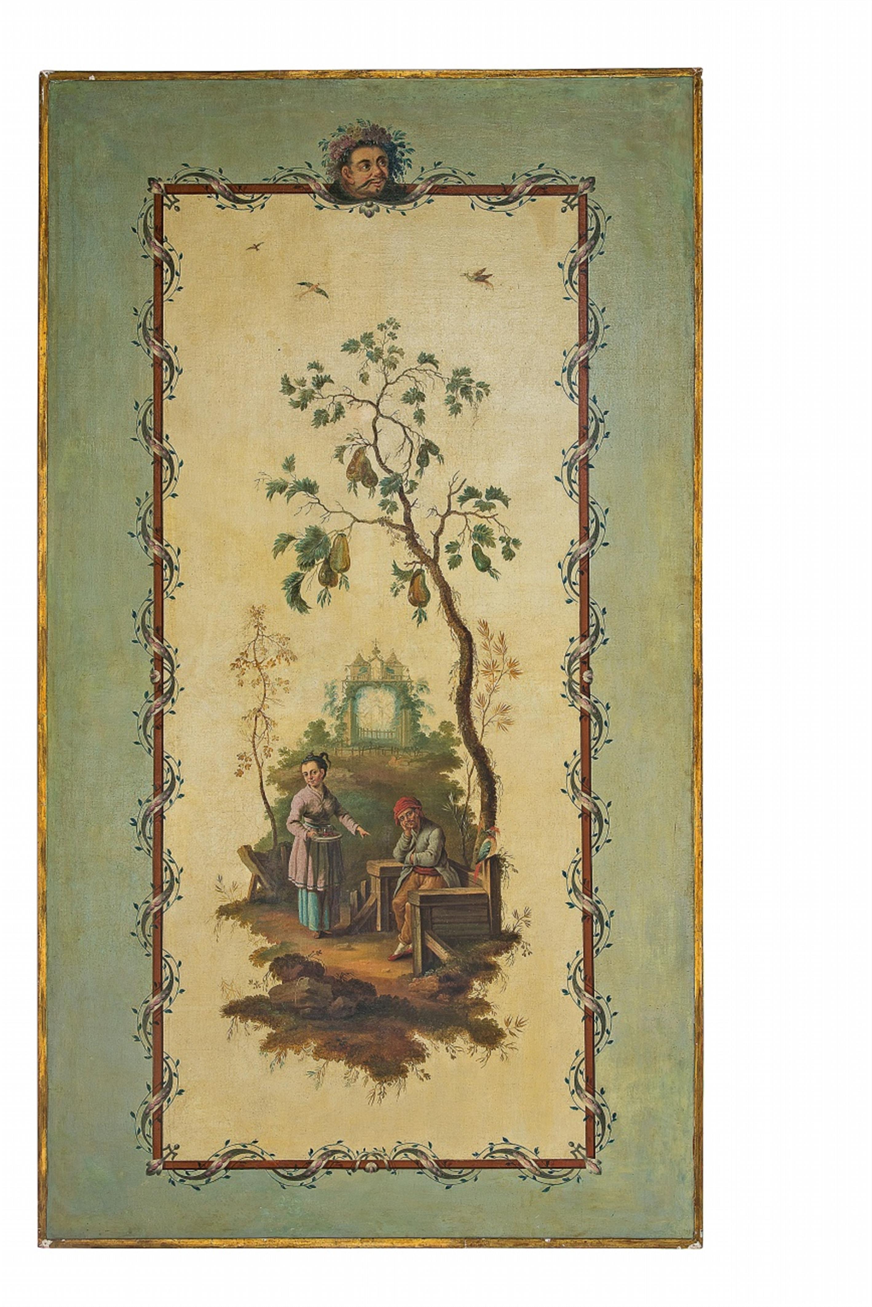 A painted wall panel with a Chinoiserie scene - image-1