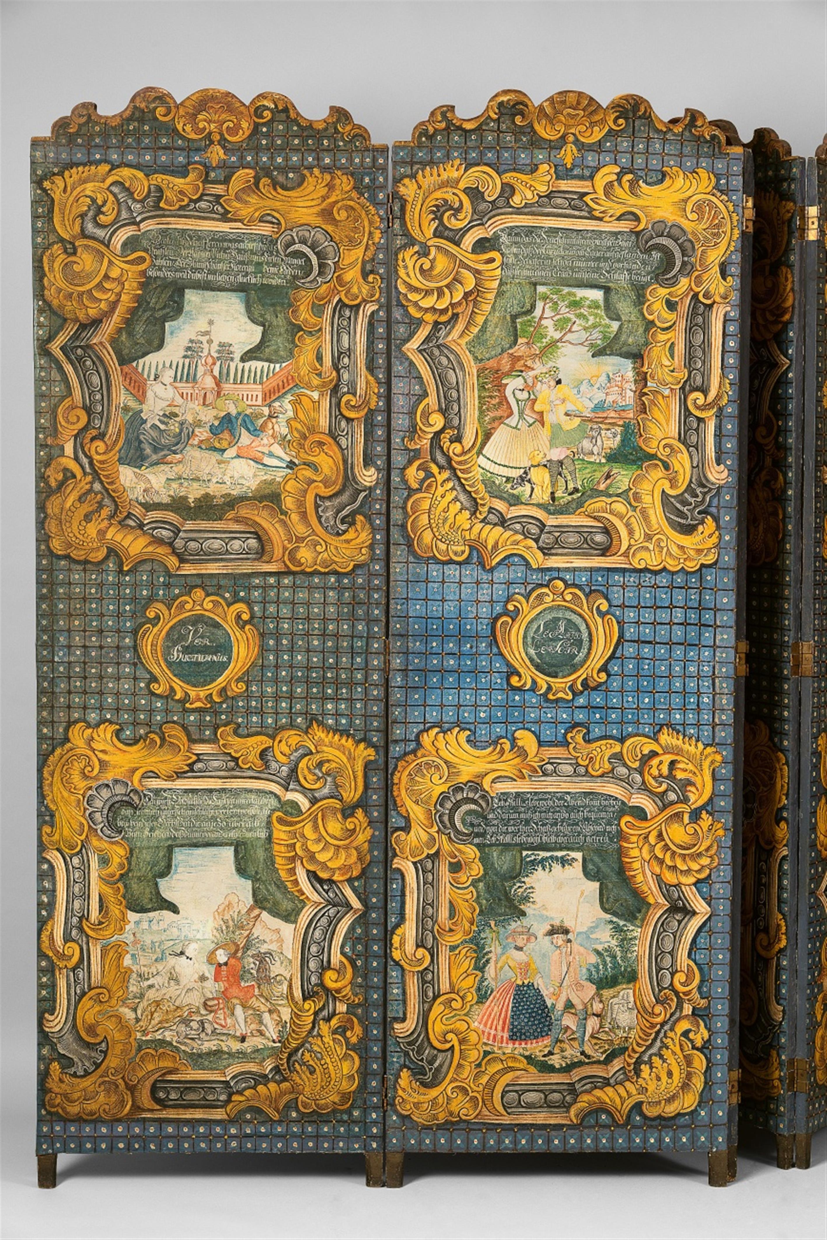 A German painted folding screen - image-2