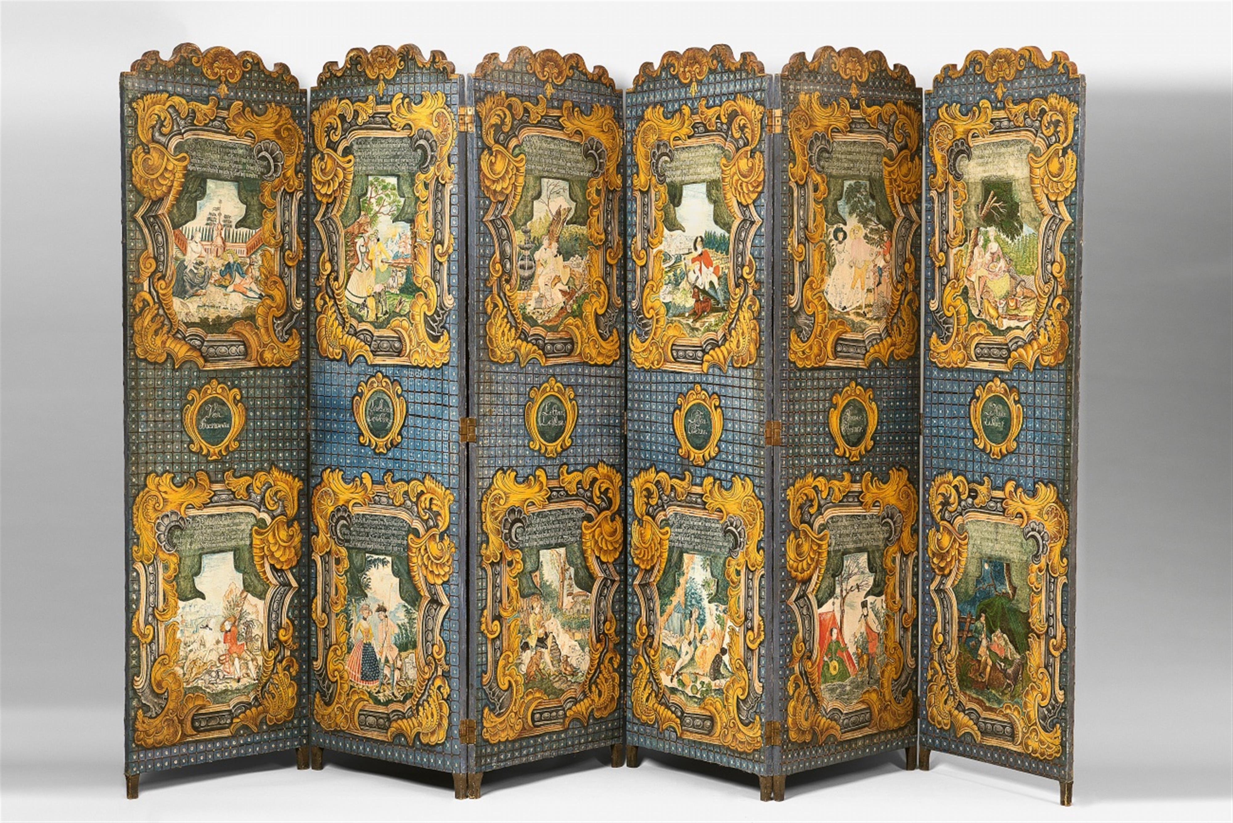 A German painted folding screen - image-1