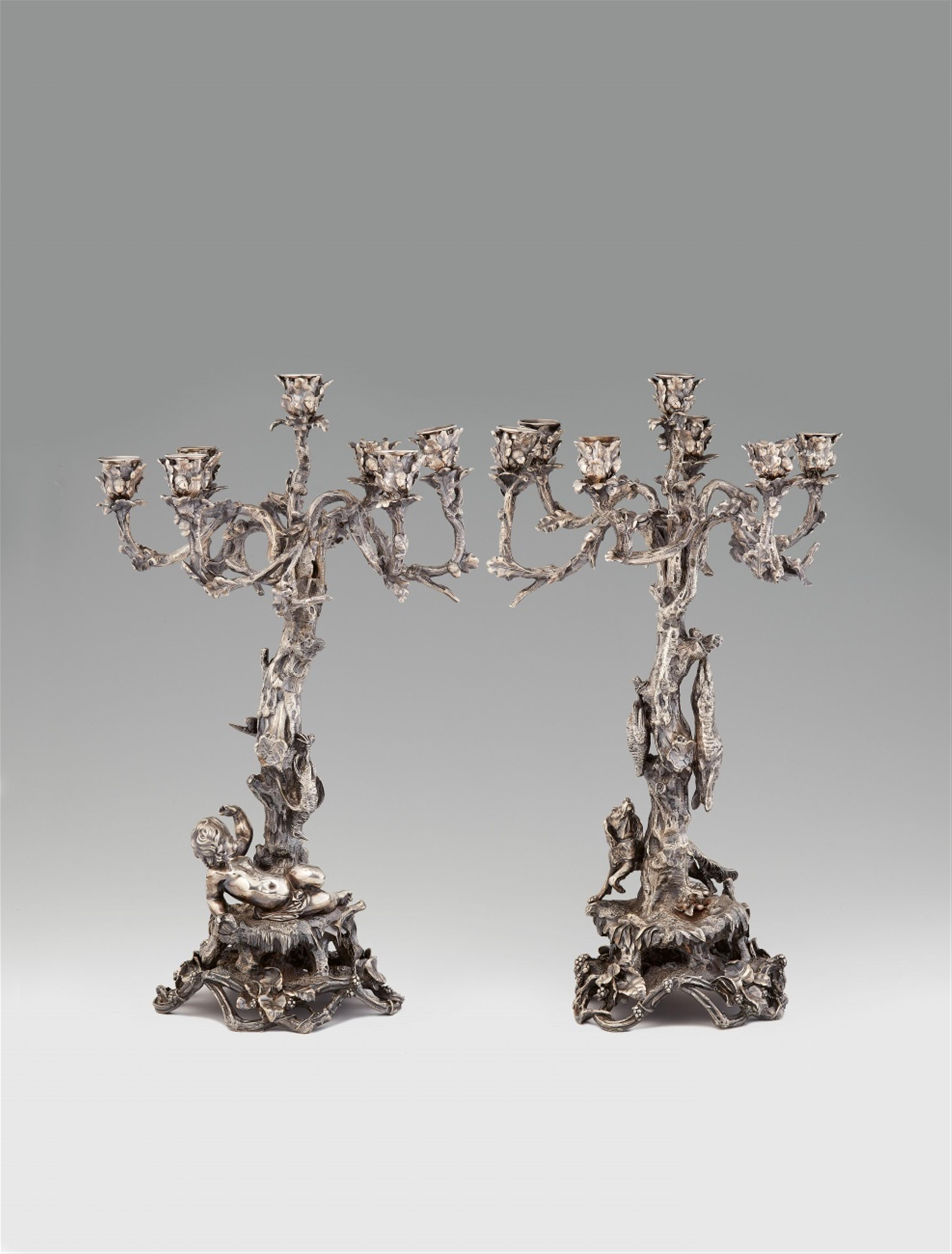 A pair of large Napoleon III silver plated bronze candelabra - image-1