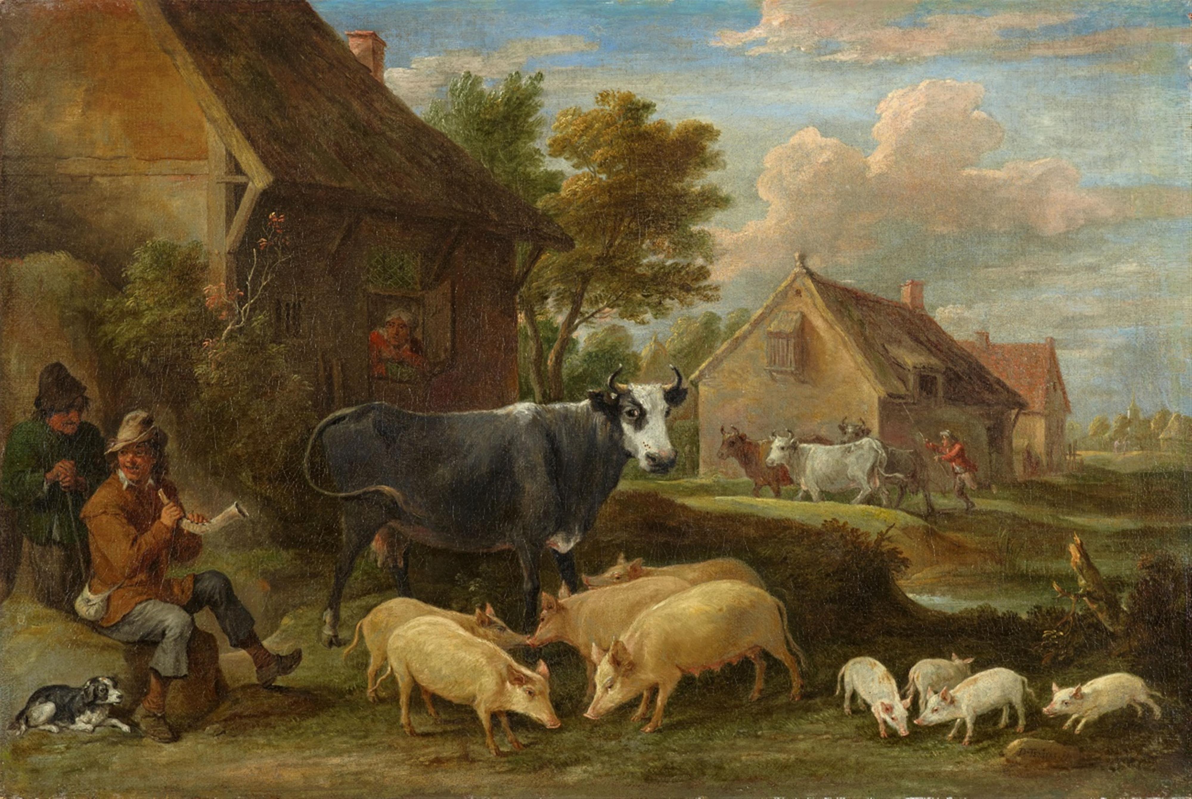 David Teniers the Younger - Village Landscape with Shepherds and Animals - image-1