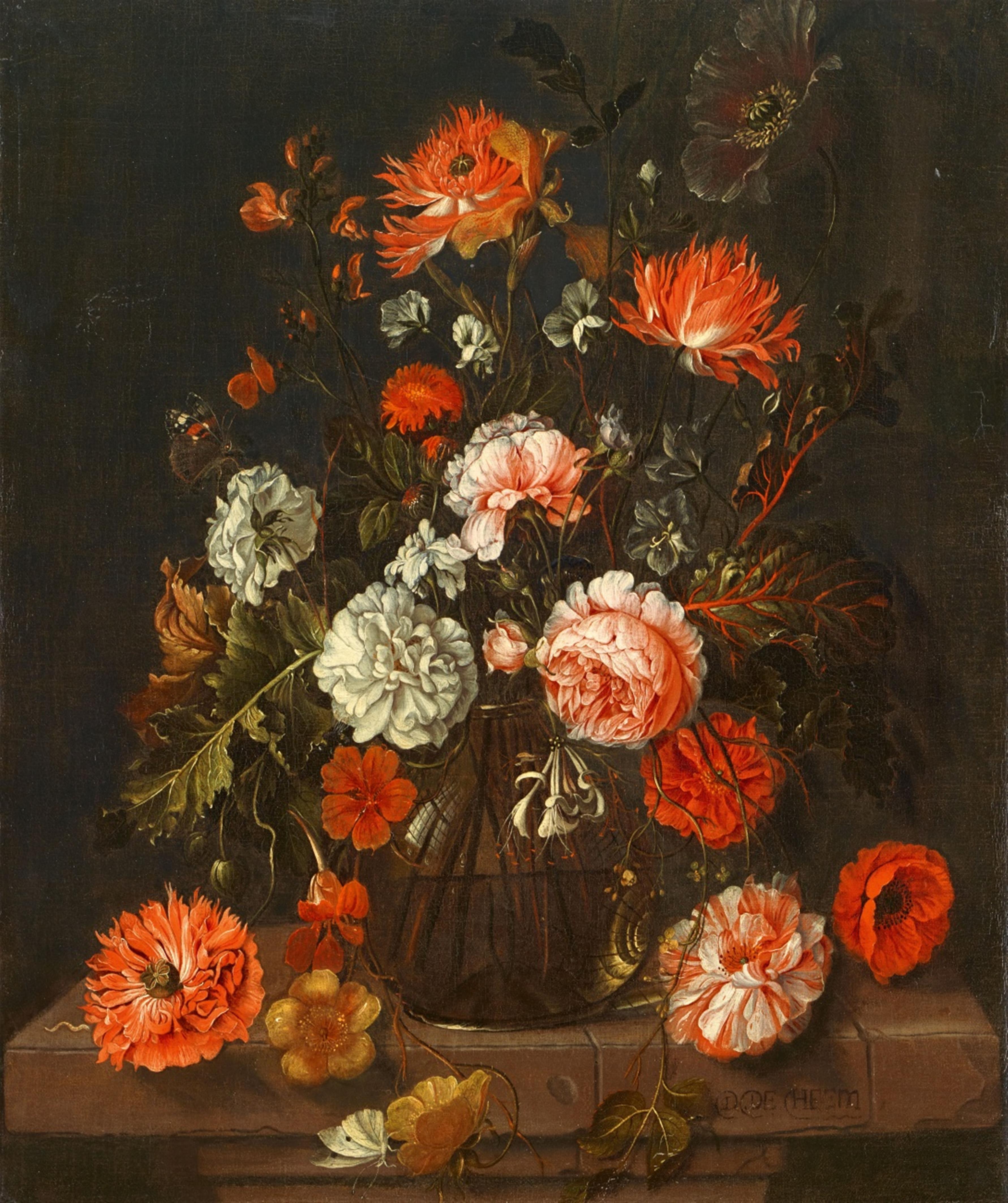 David Cornelisz de Heem - Stillleben mit Blumen in einer Glasvase - image-1