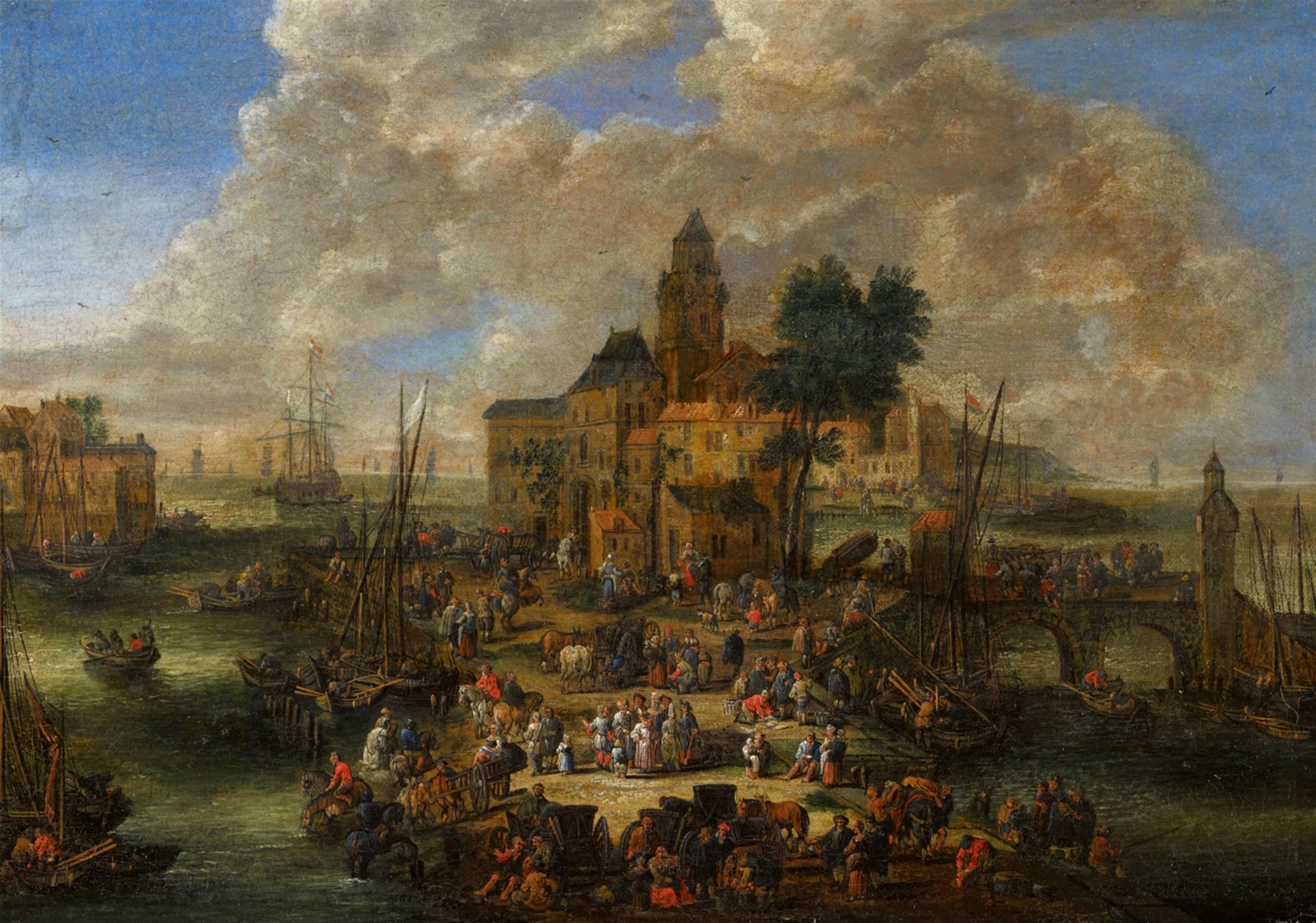 Pieter Casteels the Younger - A Busy Harbour Scene - image-1