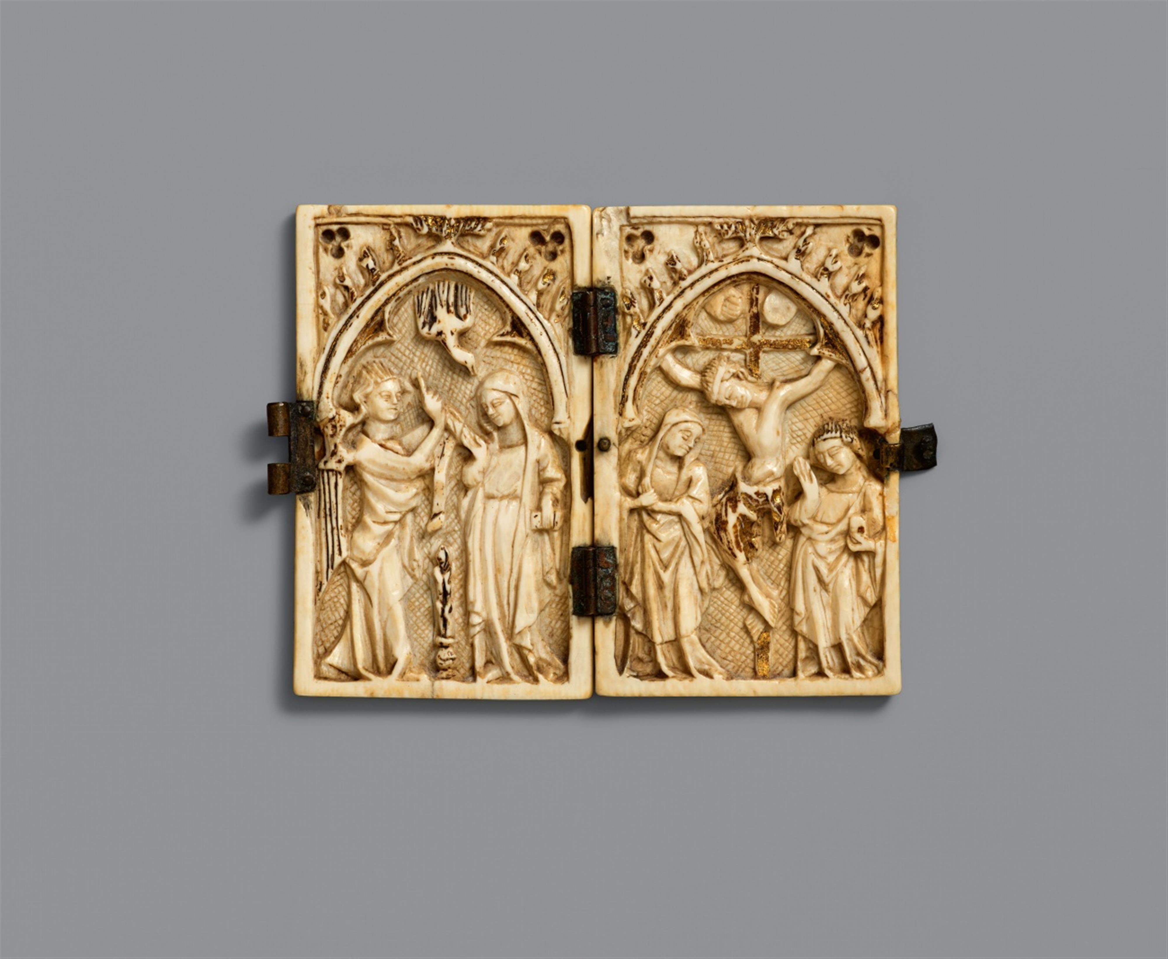 Frankreich Ende 14. Jahrhundert - Diptychon mit Verkündigung und Kreuzigung - image-1