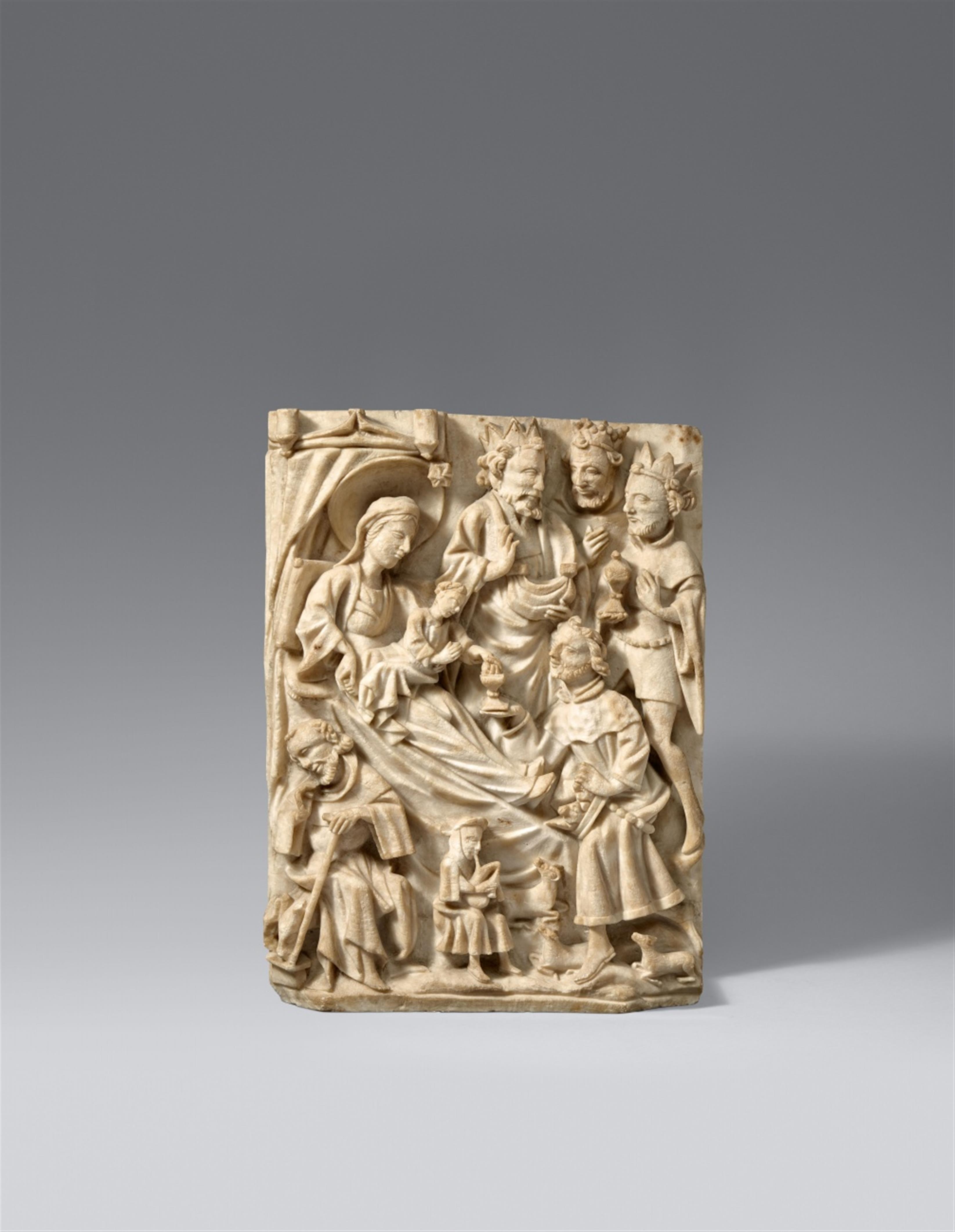 Nottingham mid-15th century - A mid-15th century Nottingham alabaster relief of the Adoration of the Magi - image-1