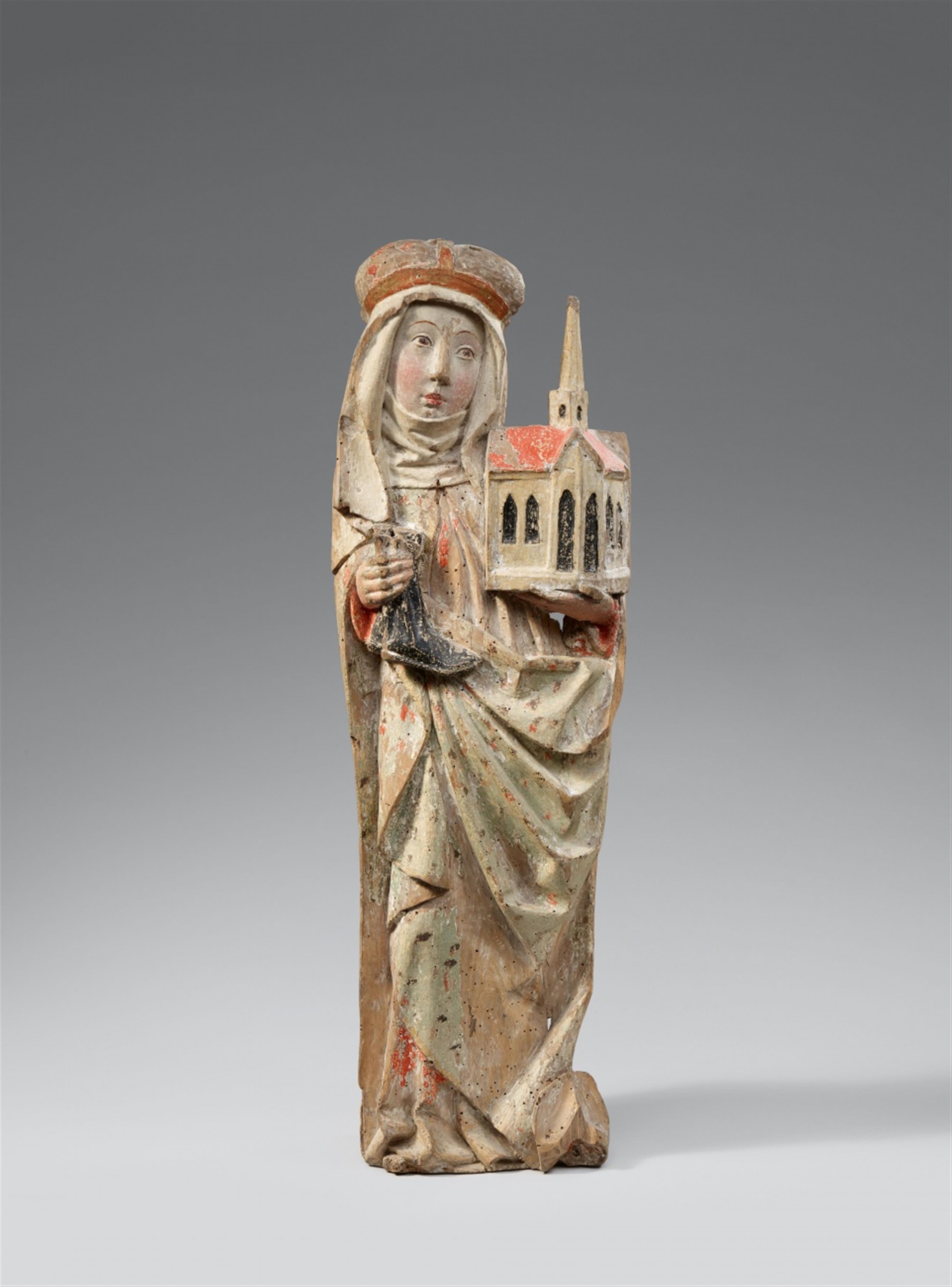 Central Germany 2nd half 15th century - A Central German carved wooden figure of Saint Hedwig, 2nd half 15th century - image-1