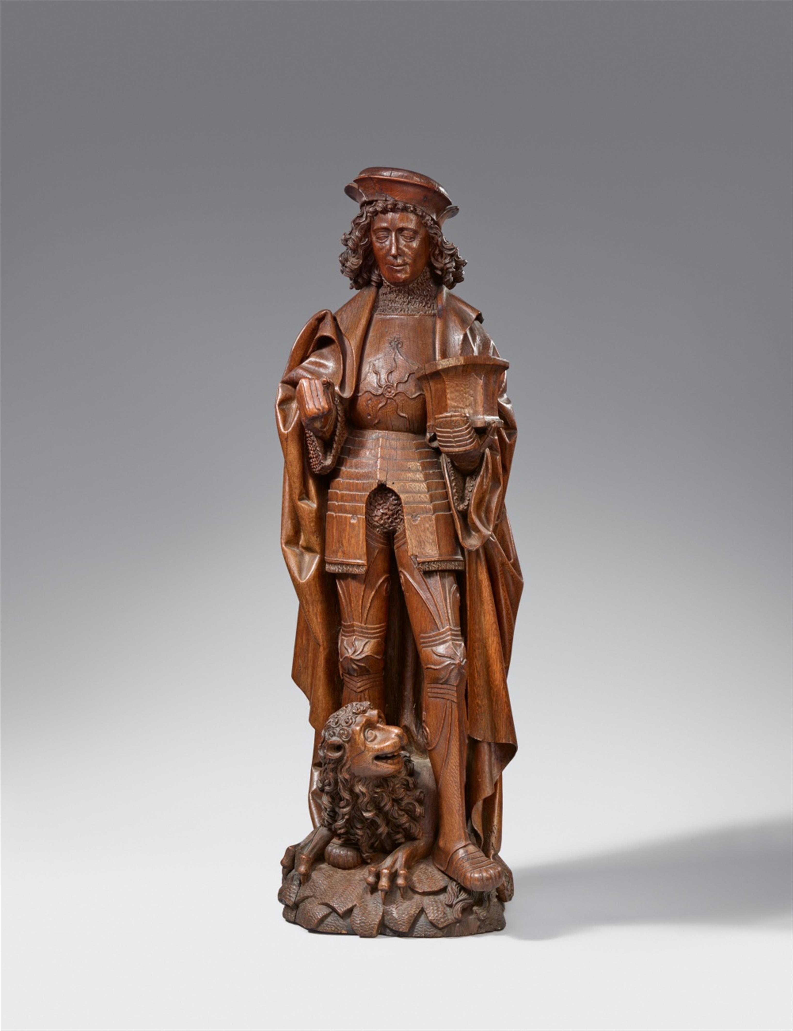 Dries Holthuys, studio of - A carved oak figure of Saint Adrian from the studio of Dries Holthuys - image-1