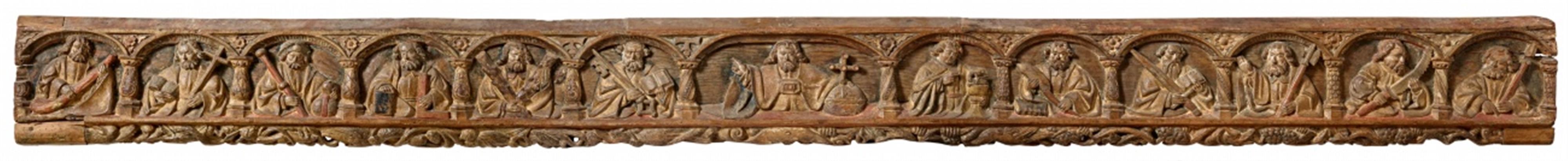 Probably Lower Rhine Region circa 1530 - A carved wooden relief of Christ and the Apostles (apostle beam), probably Lower Rhine-Region, circa 1530 - image-1