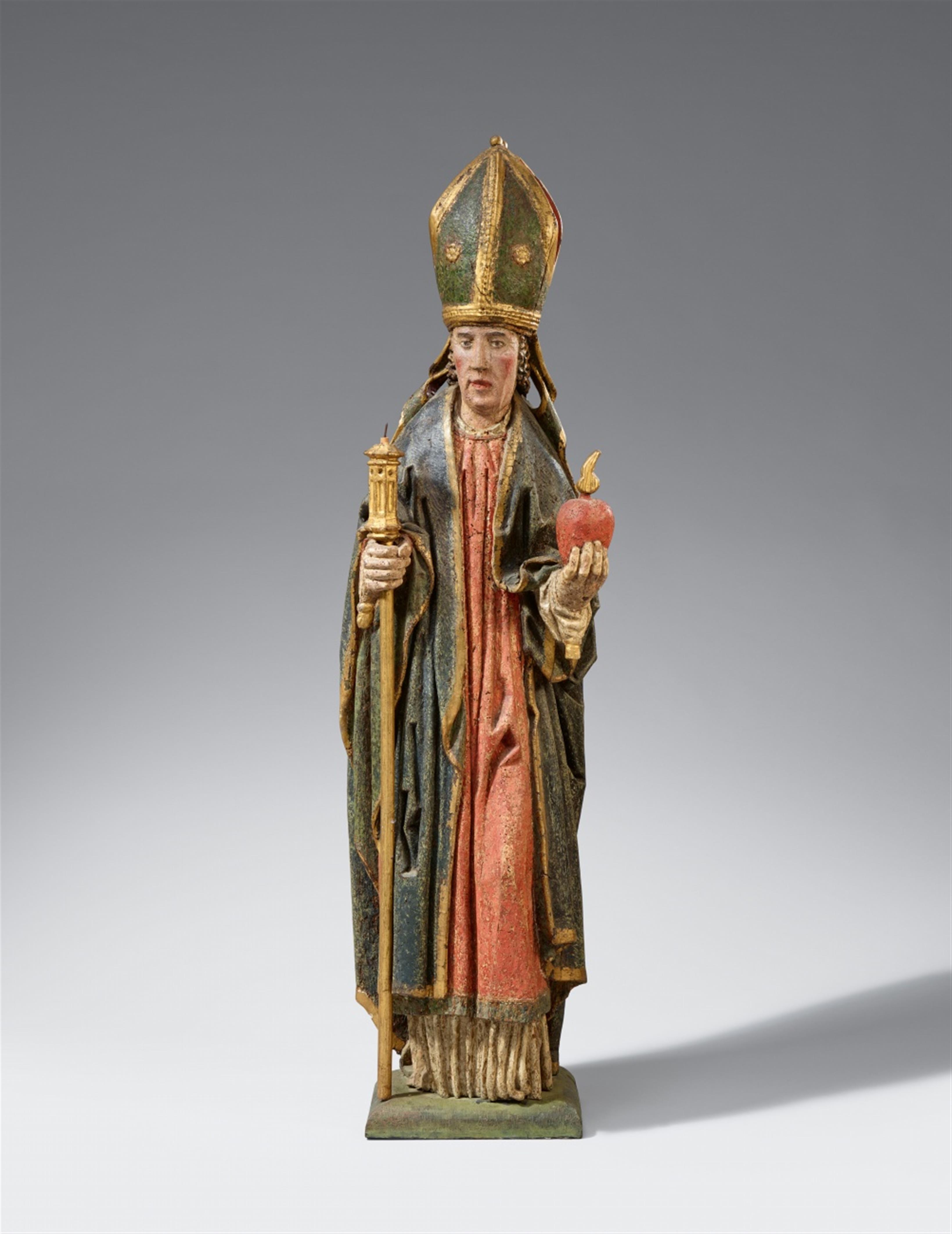 Probably Flemish 1st half 16th century - A carved wooden figure of Saint Augustine, presumably Flemish, 1st half 16th century - image-1