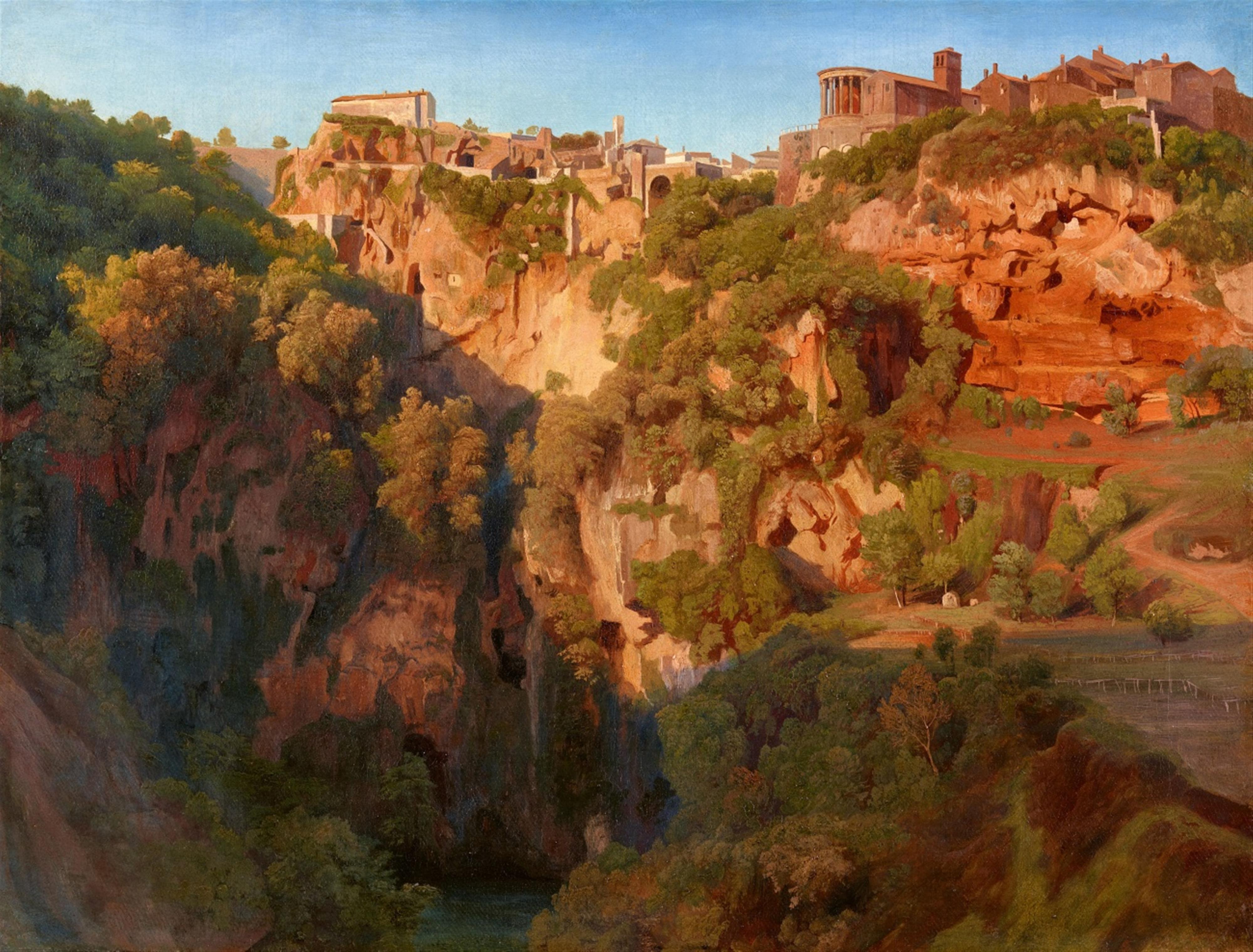 Ernst Fries - Die Wasserfälle von Tivoli mit dem Ponte Lupo sowie dem Vesta- und Sibyllentempel - image-1