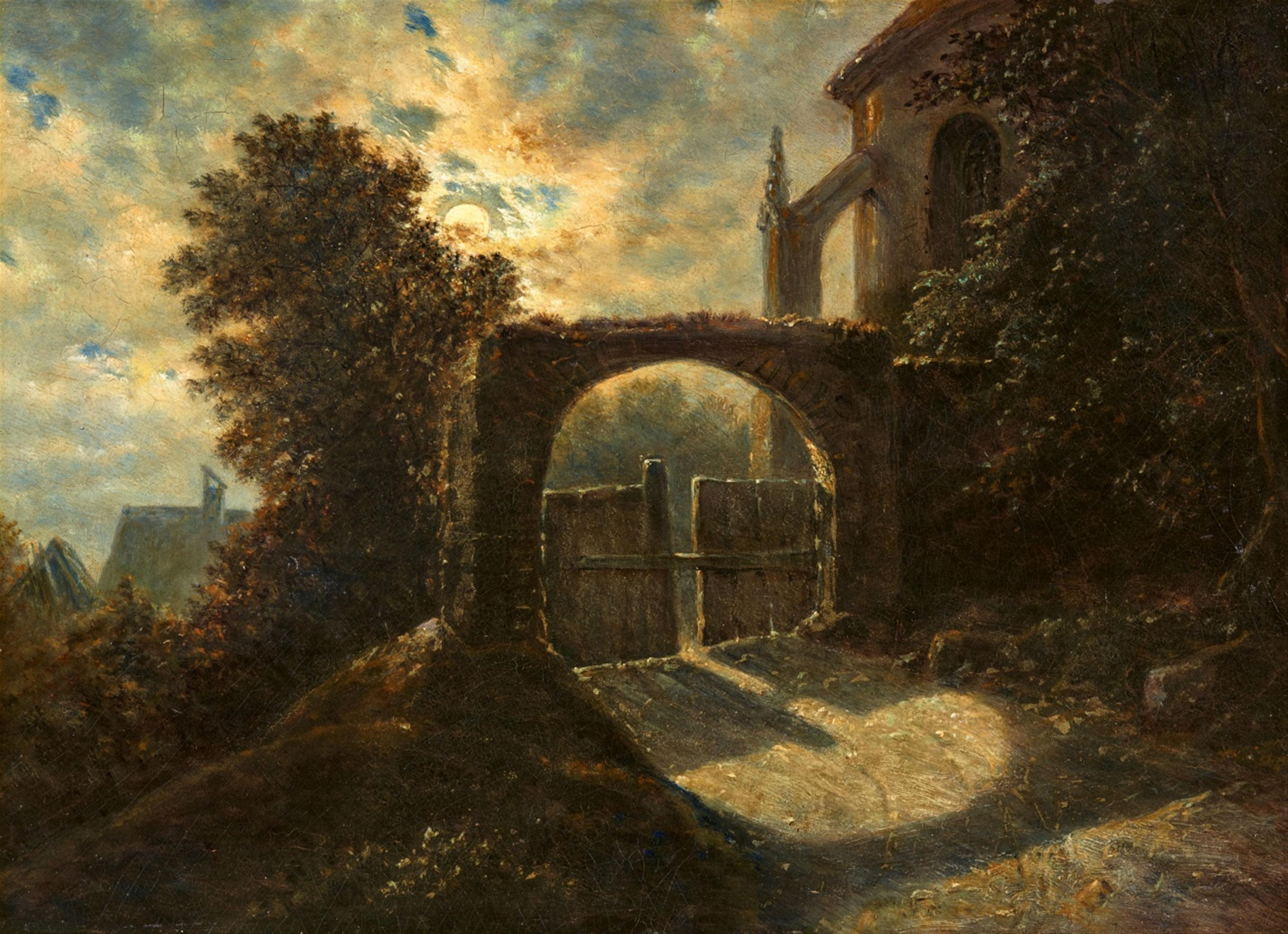 Carl Gustav Carus - Moonlit Gateway by a Gothic Church - image-1