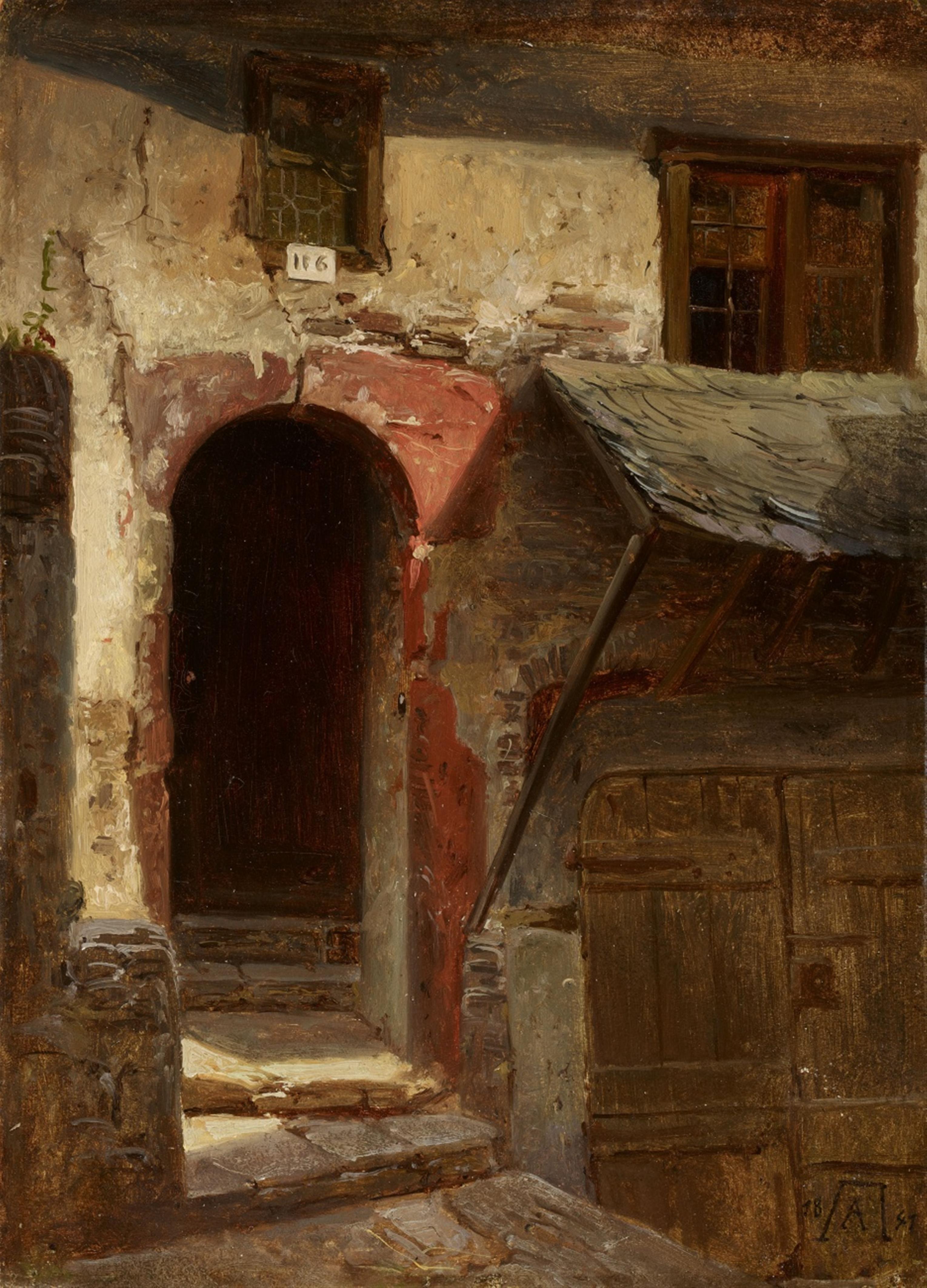 Andreas Achenbach - Architectural Study with a House Entrance and Cellar Entrance - image-1