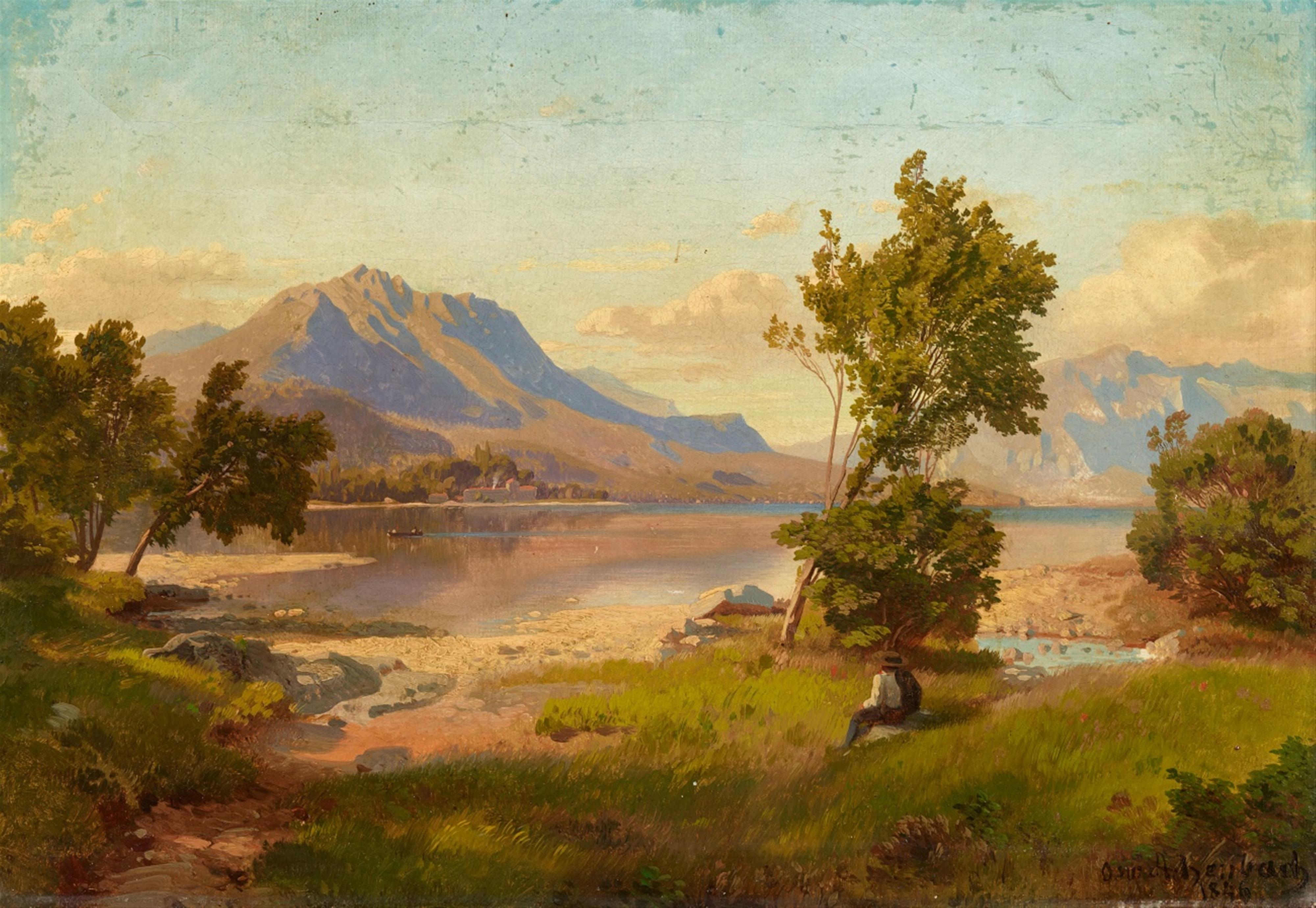 Oswald Achenbach - Alpine Landschaft an einem See - image-1