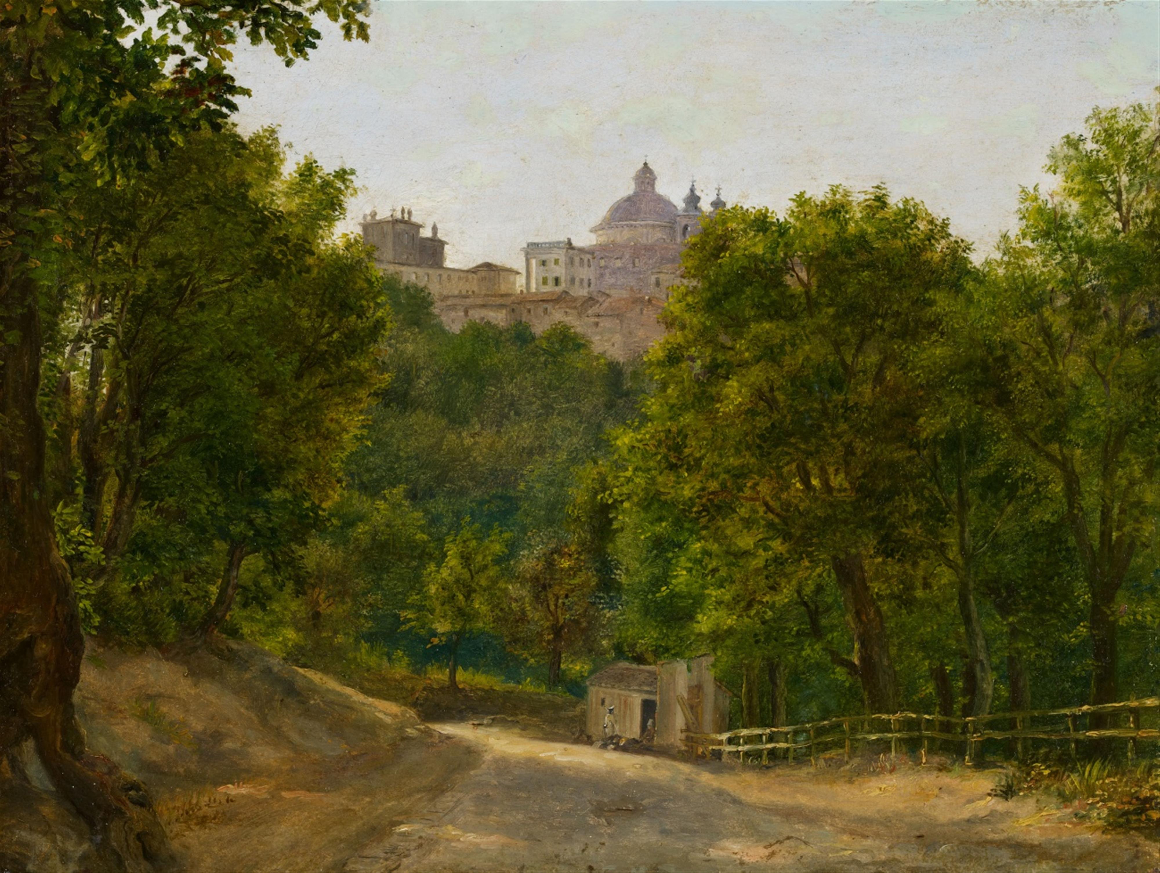 Christian Frederik Ferdinand Thoming (Thöming) - Landschaft mit Blick auf S. Maria Assunta in Ariccia - image-1